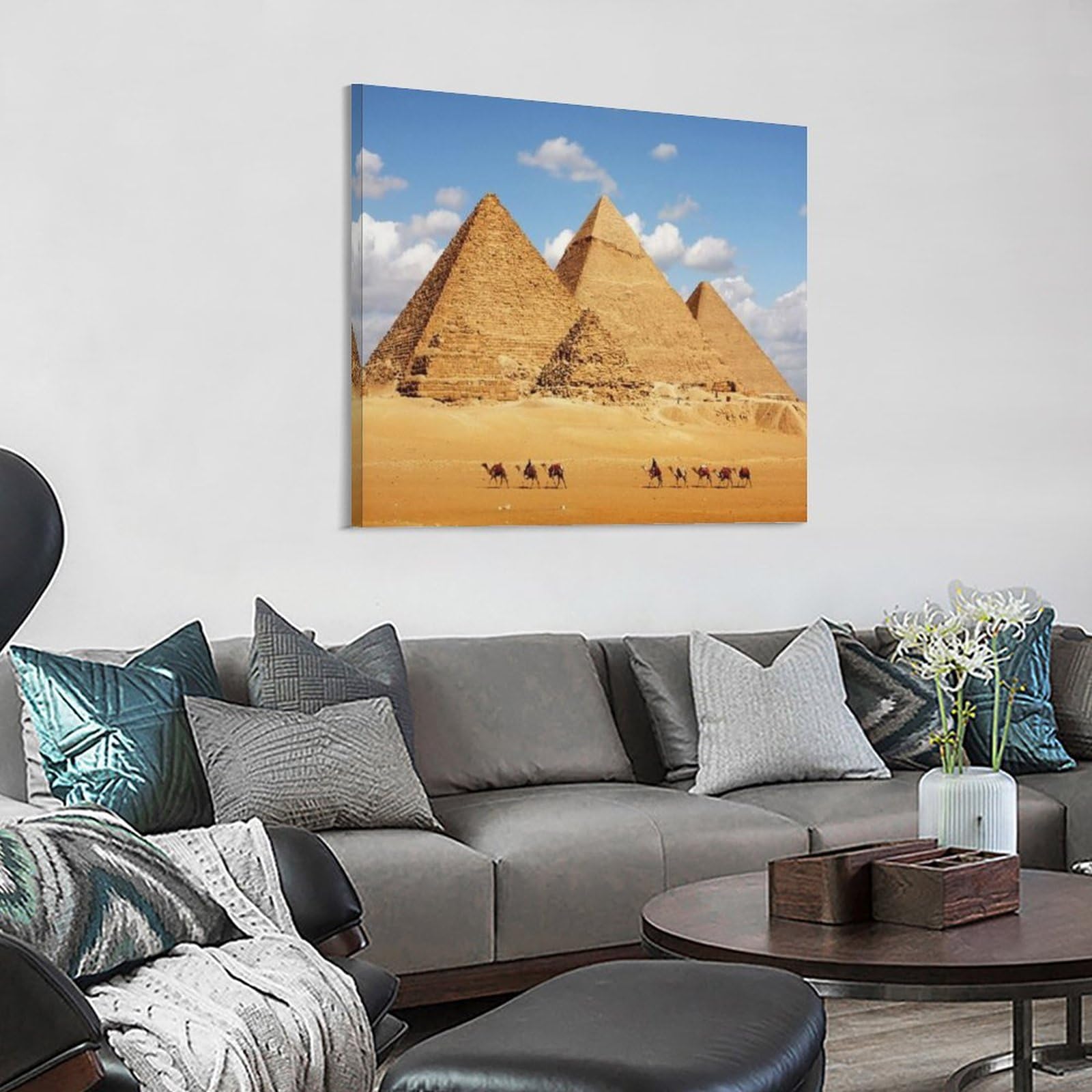 Amazon｜絵画 ギザの 3 つのピラミッドインテリア 絵画 古典的な歴史的