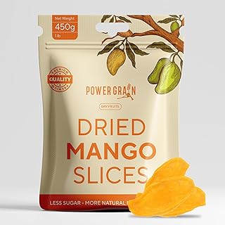 organic Dried Mango Slices – Soft & Juicy, No Artifical Added Sugar – Naturally Ripened, Gluten-Free, Vegan, Non-GMO, High in Vitamin C & Fiber – Healthy All-Natural Snack – 450g Grams