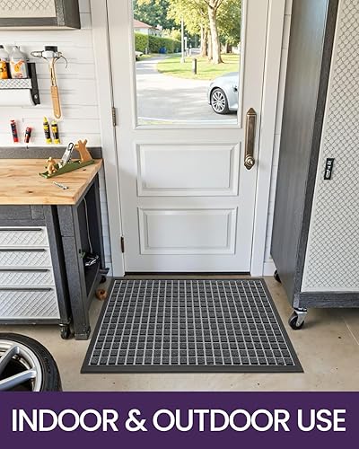 Miniatura 9 de DEXI Tapete para puerta delantera, entrada exterior, 17 x 29 pulgadas, tapete de goma resistente, tapete de bienvenida antideslizante para el