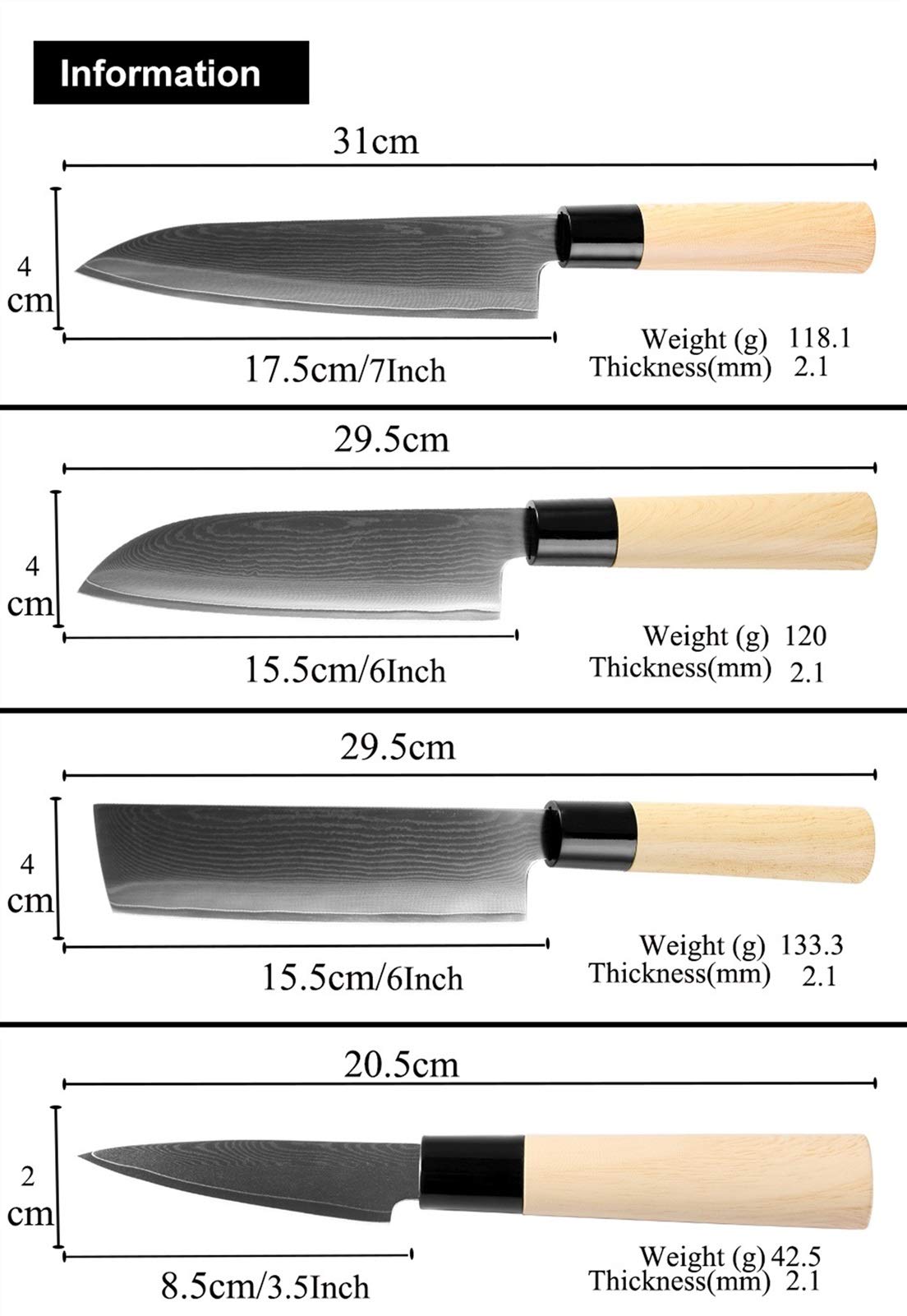 Damasco acero chef cuchillo estilo sushi salmón relleno santoku cuchillos de utilidad profesional cocina cocinar herramientas chef cuchillo (Color : 6Inch Santoku Knife)
