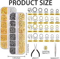 Vista 2 de DIYDEC Anillos de salto para hacer joyas, 2143 piezas de anillos abiertos y cierres de langosta, collar, pulsera, kit de reparación de joyas