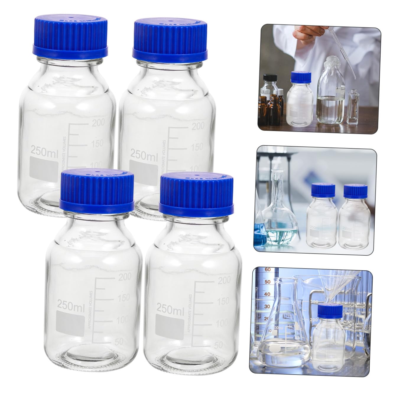 iplusmile 4stücke Reagenzflasche Glas Mit Schraubverschluss Graduiert Leere Flaschen Zur Aufbewahrung Für Flüssigkeiten Proben Und Reagenzien Aus Glas Und Kunststoff Für Labor Haus Hobby