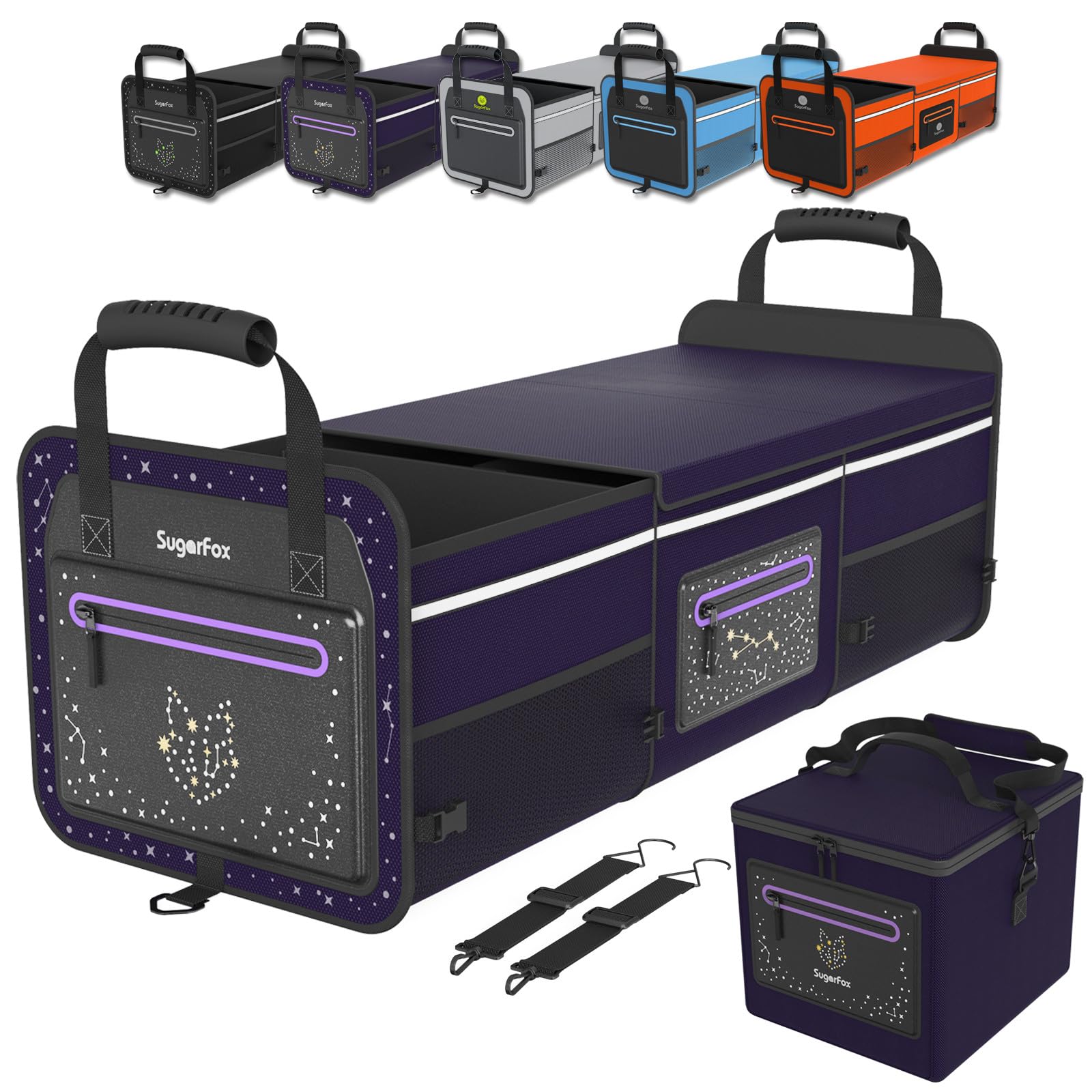 SugarFox Car Trunk Organizer Foldable Waterproof Trunk Organizer for SUV Cars Car Organizers Storage - Car Accessories for