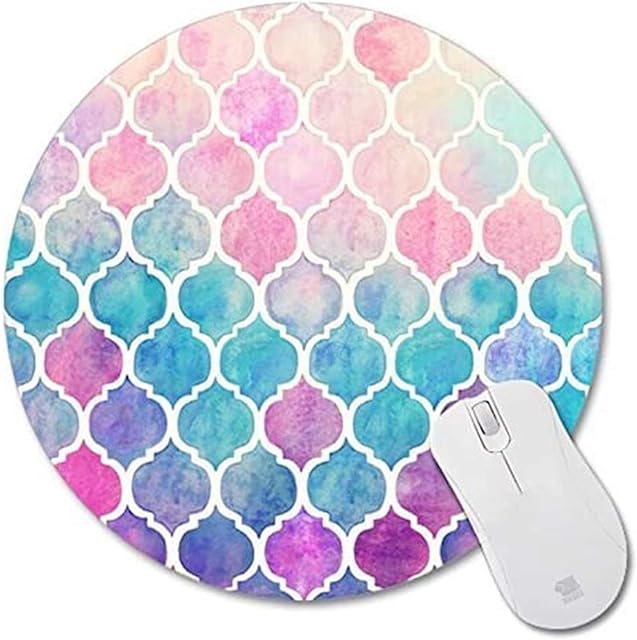 ZFITEI Generic cool rainbow pastel watercolor moroccan pattern prints Mouse Pad Small Size Round Gaming