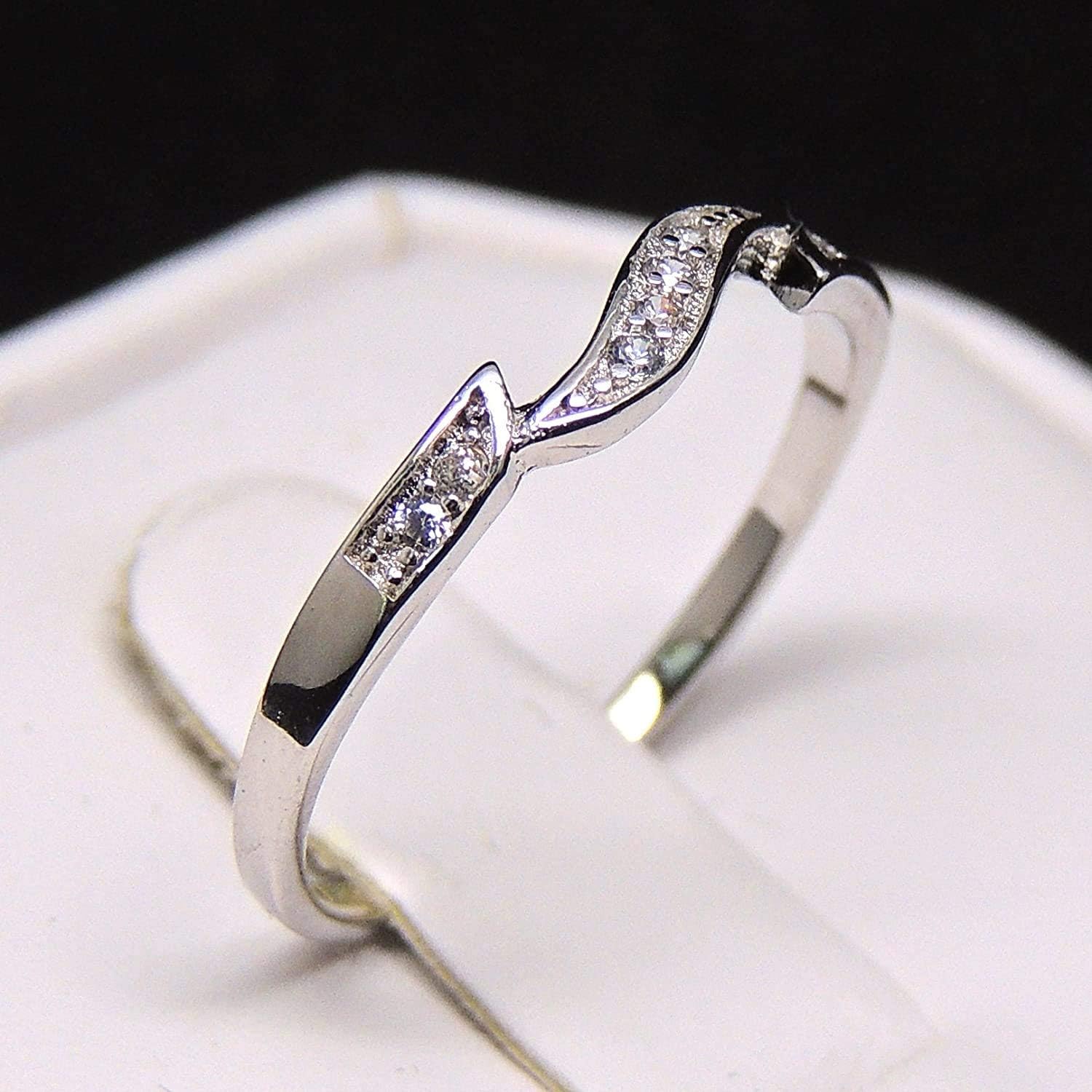 Cali Half Eternity Wedding Band for Women by Ginger Lyne, White Gold Plated Wedding Rings Promise or Stackable Anniversary Ring for Her