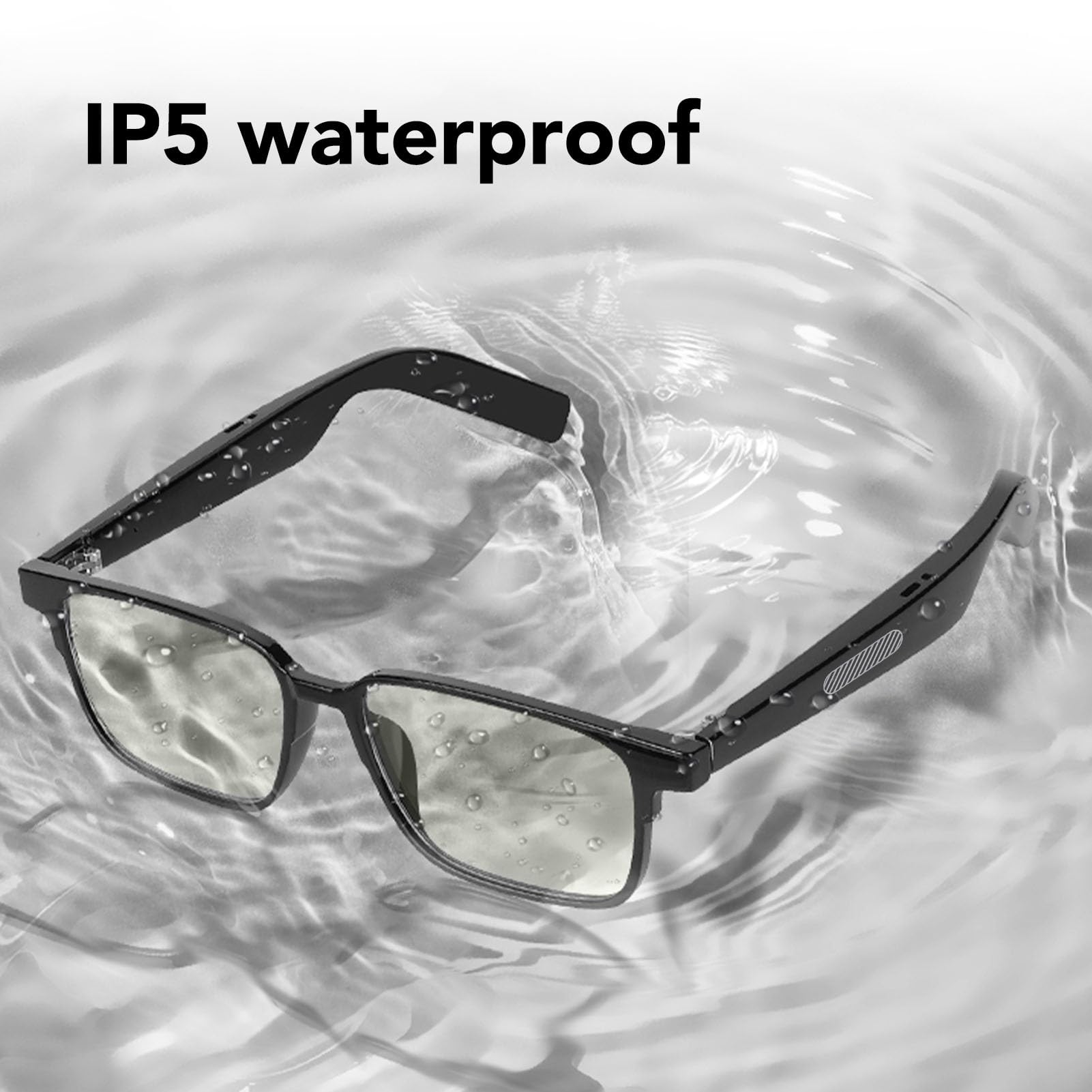 Ausla Smart Glasses, IP5 Impermeabile BT 5.3 Doppio Altoparlante Occhiali Smart con Supporto Al Controllo Vocale per Studio Business Guida Sport Esterno (Bicchieri individuali)