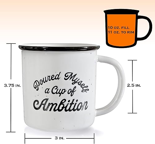 Miniatura 3 de MAINEVENT Taza de café de cerámica con texto en inglés Pour Myself a Cup of Ambition de 11 onzas, regalo para mujeres