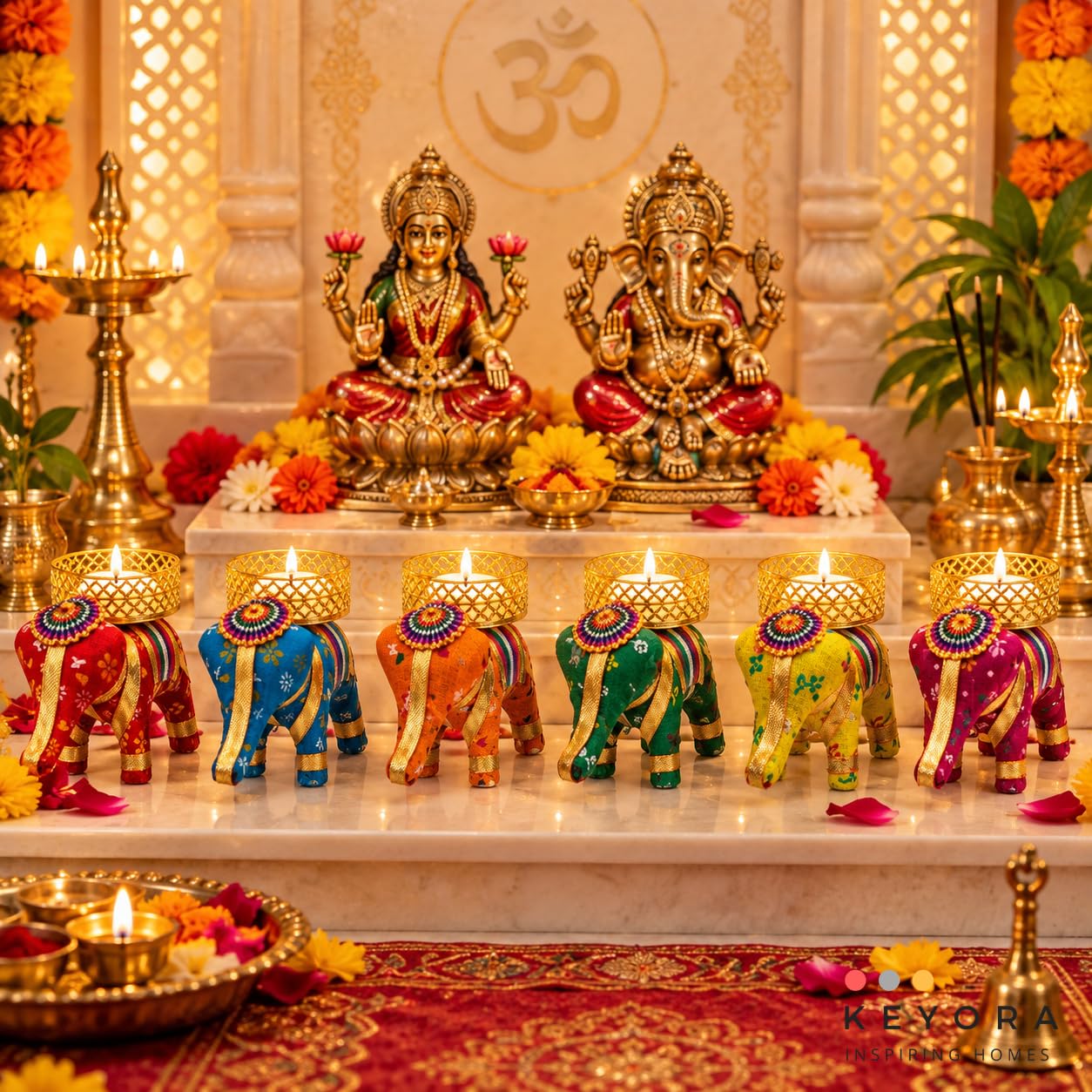 Elephant Tealight Holders - Diwali Decor & Gifts -5