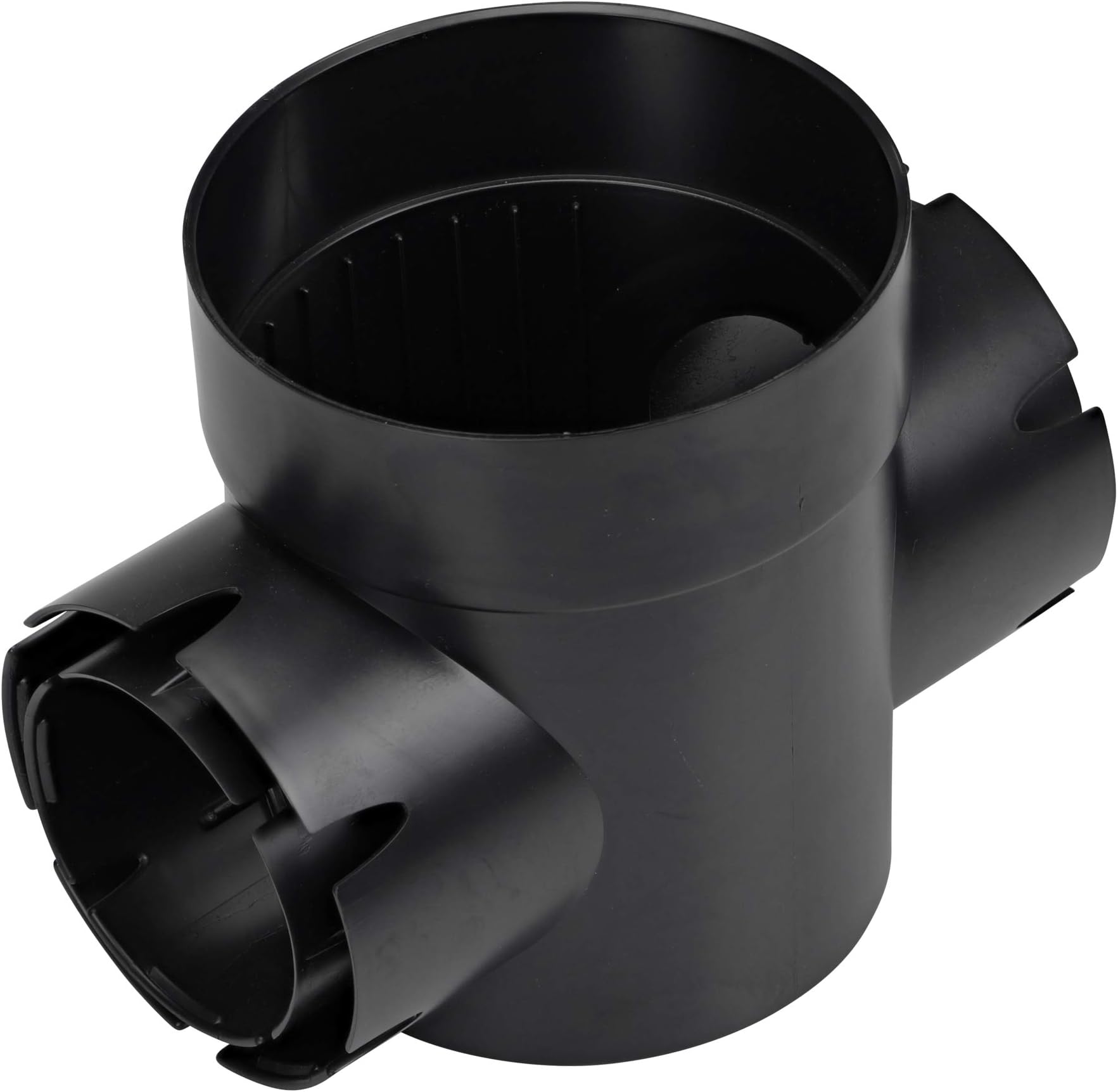 NDS 201 Round Spee-D Catch Basin Drain, 2 Outlets, Connects to 3-Inch and 4-Inch Drain Pipes, Manages Light Water Flows, 6-Inch, Plastic, Black