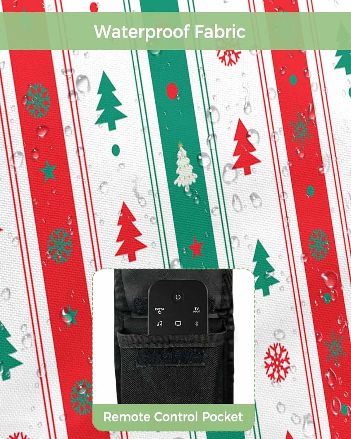 Christmas Outdoor TV Cover 70"-75" - 600D Waterproof TV Cover Weatherproof TV Screen Protector Dustproof Winter Xmas Tree Stripes Snowflakes Dots White TV Display Protector for Outside Flat Screen TV