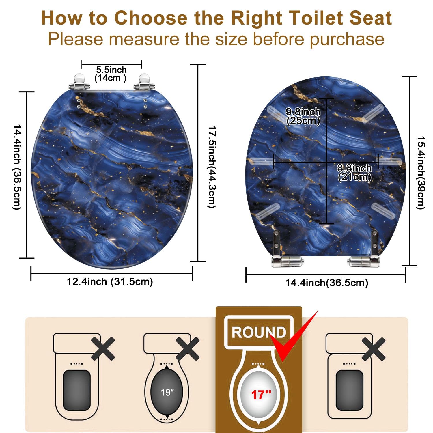 Asiento de inodoro redondo para baño