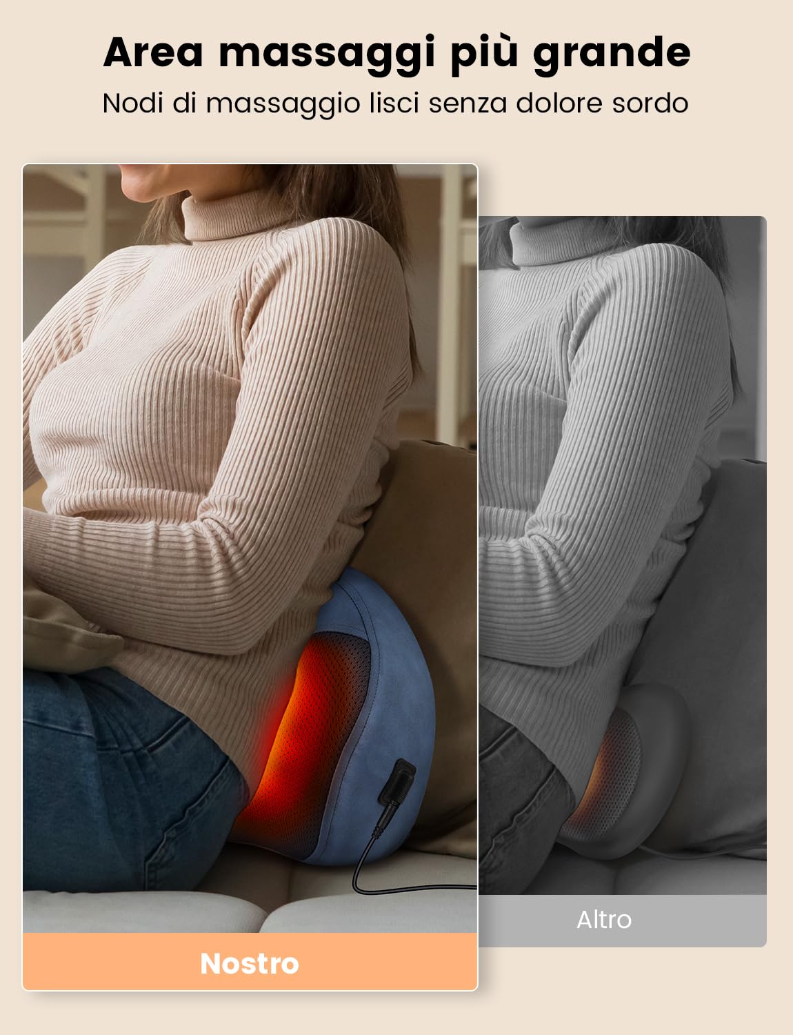 4D Shiatsu Massaggiatore con Funzione di Riscaldamento, Elettrici Cuscino Massaggiante, Cuscini per Massaggi per 3 Velocita con Cambio di Direzione, Casa, Ufficio, Come, Regalo (39 * 15 * 26.5cm)