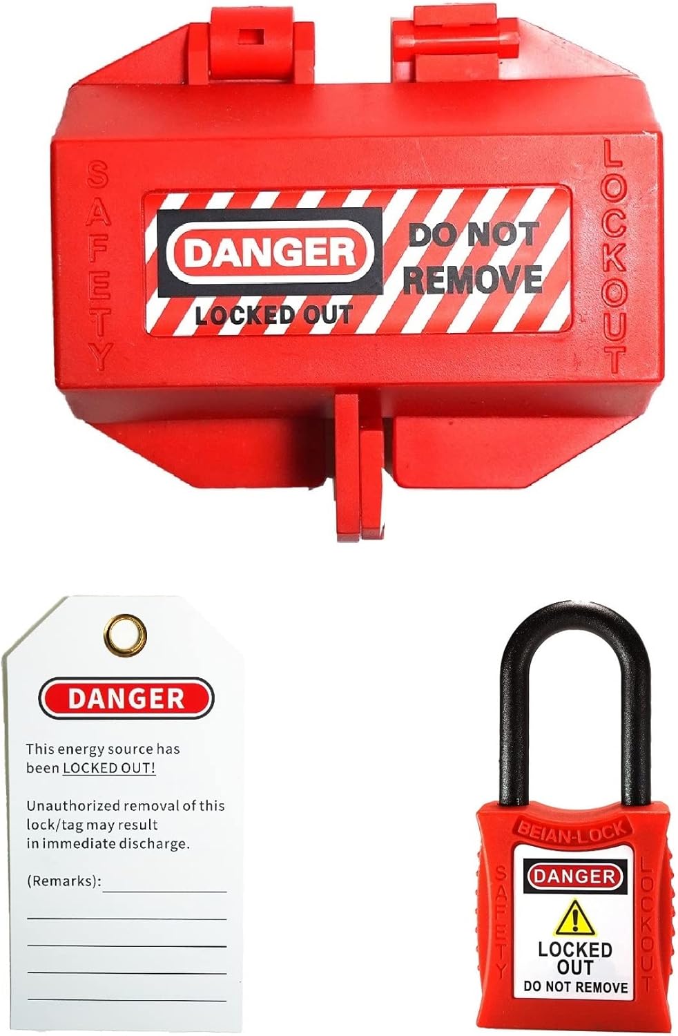 Loto Lockout Tagout Plug Lock Set 3pcs OSHA Compliant Electrical Plug Cover BAN