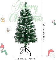 Vista 9 de CCINEE 3Ft Artificial White Tabletop Hinged Christmas Tree with Metal Stand - 130 Branch Tips Mini Christmas Tree for Xmas Party Supplies Home