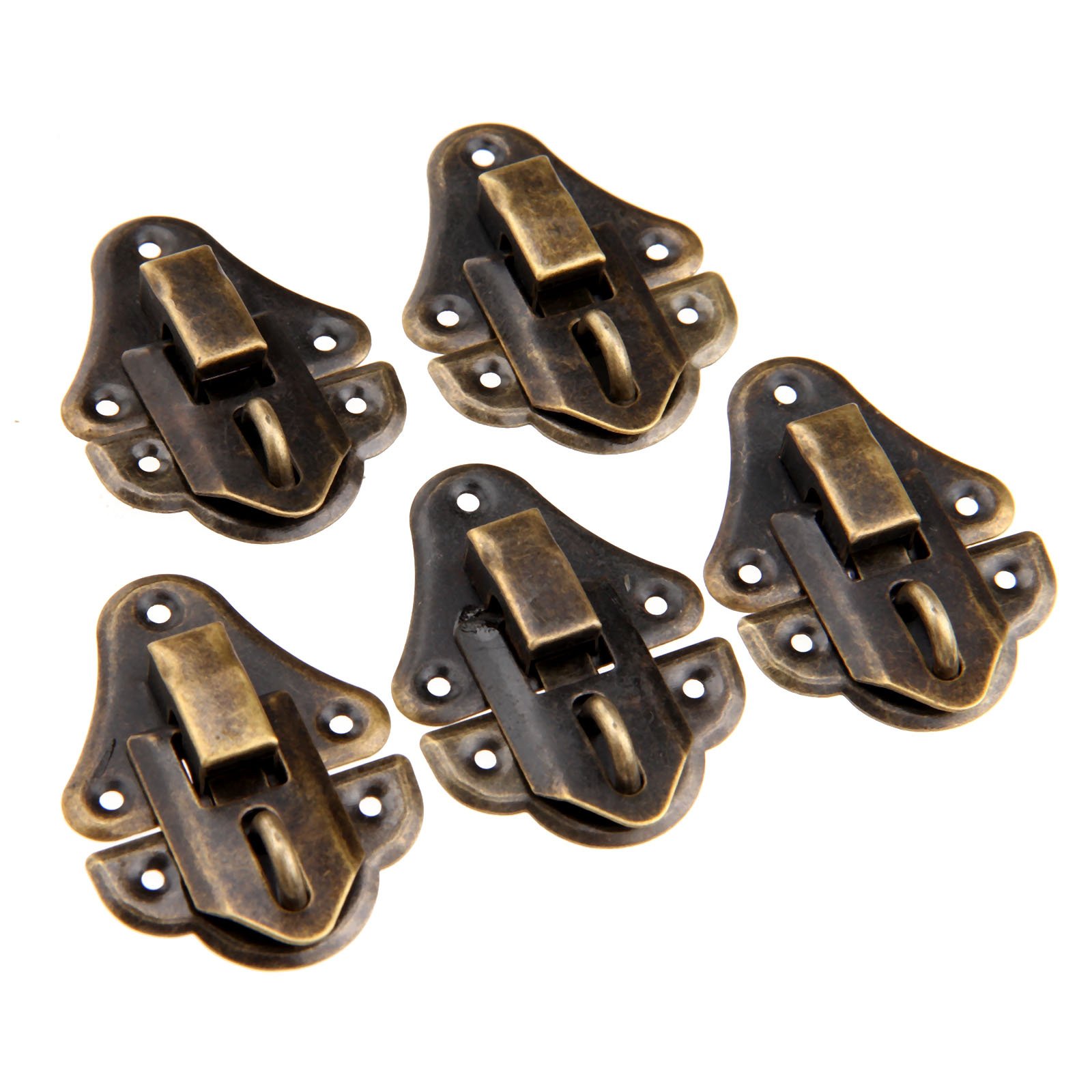 Dophee 5Pcs 48x35mm Vintage Decorative Cabinet Latches Hasp Pad Lockable Clasp for Jewelry Wooden Box Case Chest 1