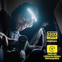 Vista 3 de Linterna frontal LED, Liteband PRO 1500 lúmenes linterna frontal súper brillante, linternas frontales tácticas recargables con batería potente