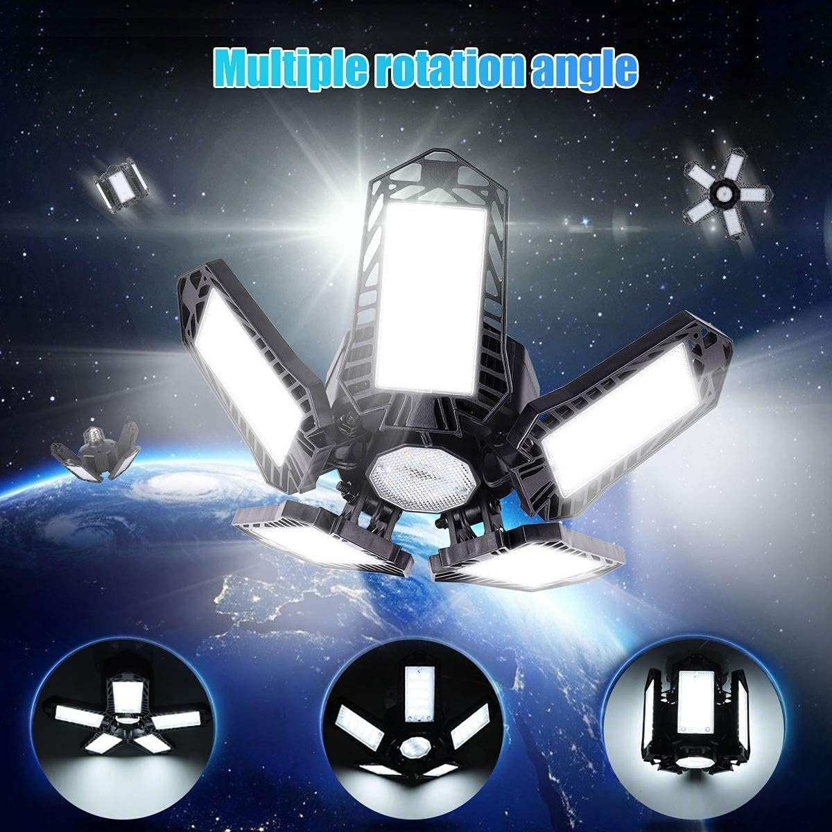 LED Garage Light 2 Pack 5 Leaf 10000LM Bright Deformable LED Garage Lights 100W Bright Light Bulb Powerful Garage Lights Ceiling LED Bright Light Bulb E26 Garage Light for Garage, Basement, Barn