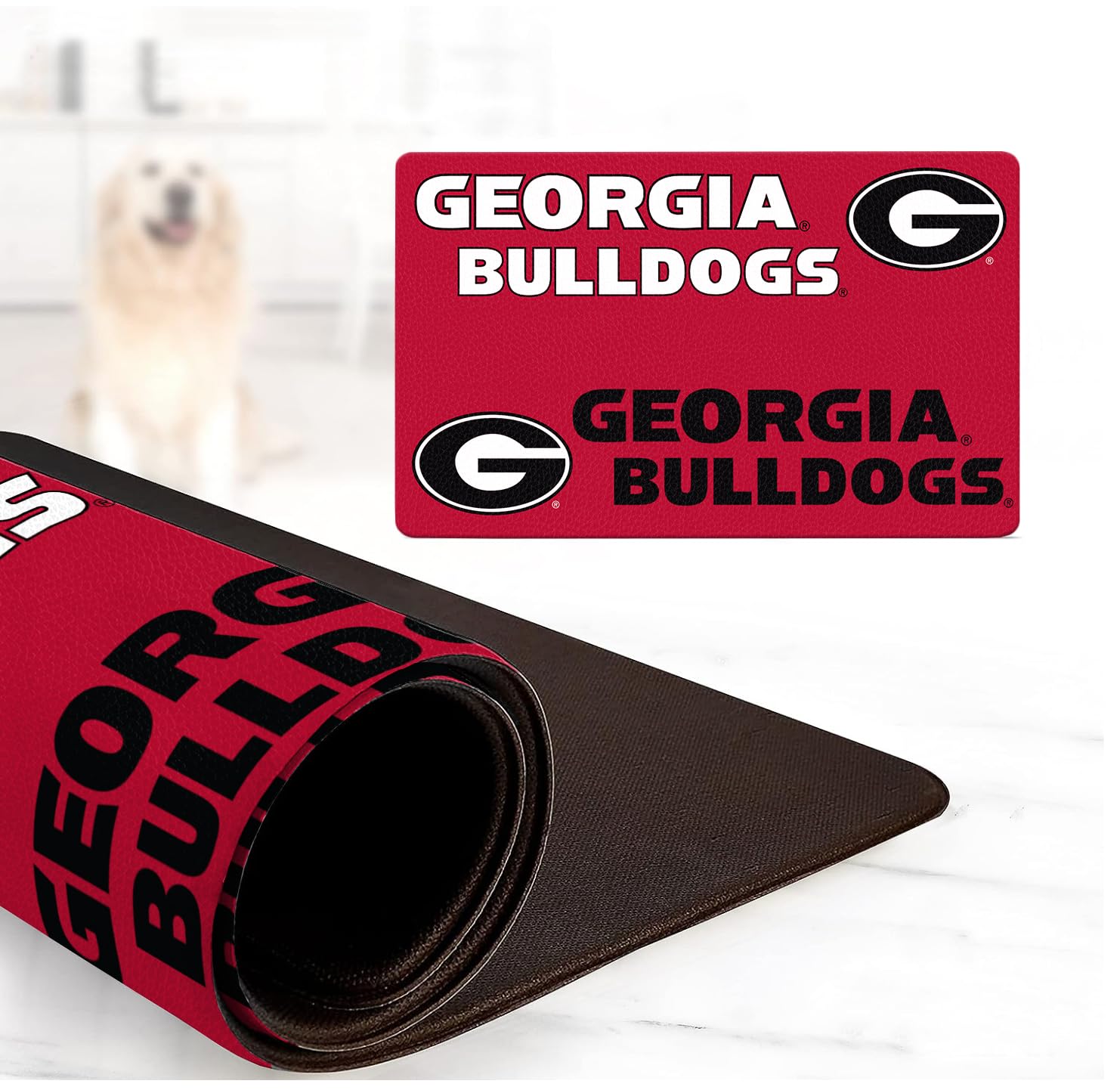 Georgia Bulldogs Food and Water Placemat for Dogs and Cats | 16" x 28" | Non-Slip | Water-Proof