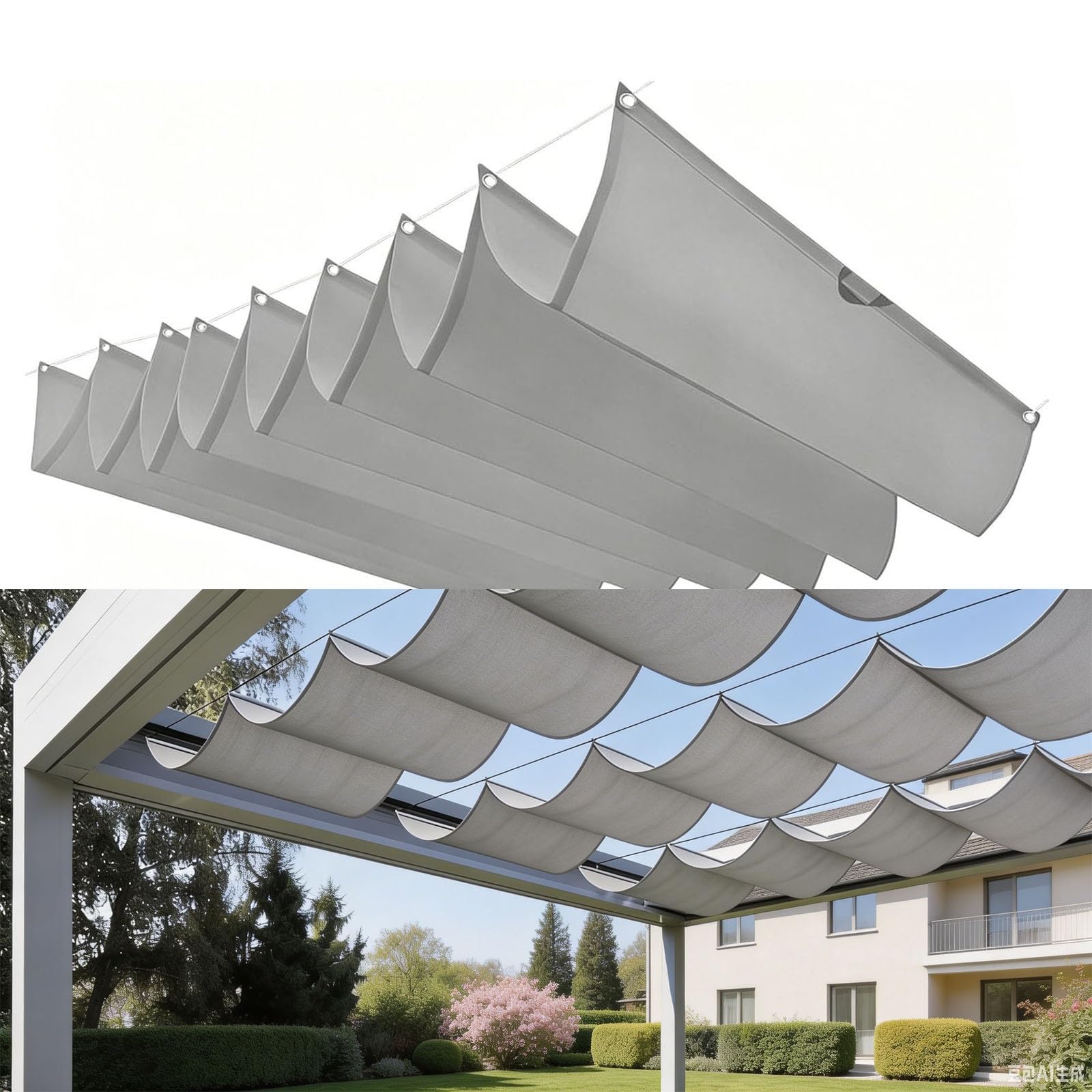 Voile d'ombrage vague rectangulaire indéchirable et anti-UV pour jardin
