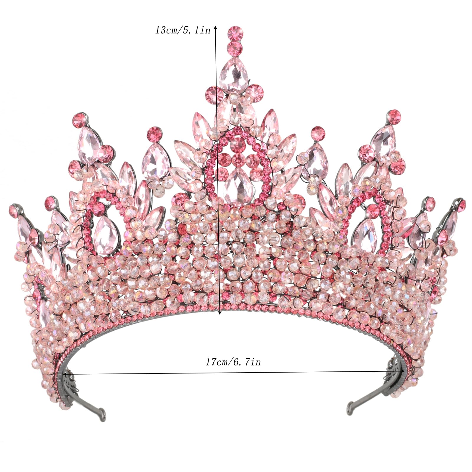 Diadema e corone da regina barocca di lusso con strass, da donna, fatta a mano, per matrimonio, principessa, fascia per costume con cristalli scintillanti, per Halloween, compleanni, balli