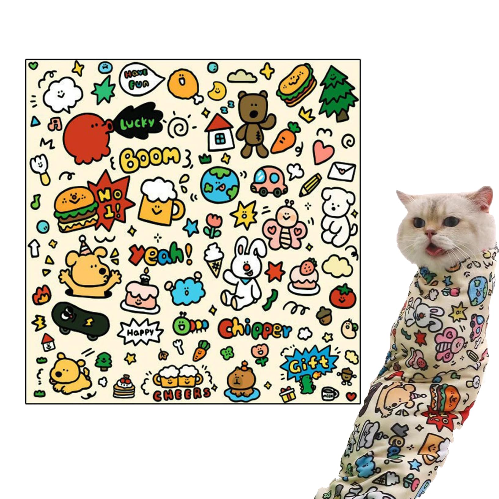 Cat Wrap for Cutting Nails, Velcro Fabric Wrap for Cats, Cat Restraints for Grooming, Cat Control Mat, Multifunctional Pet Tool Cat Grooming Wrap, Self-Adherent, Anti-Bite, Anti-Scratch (L)