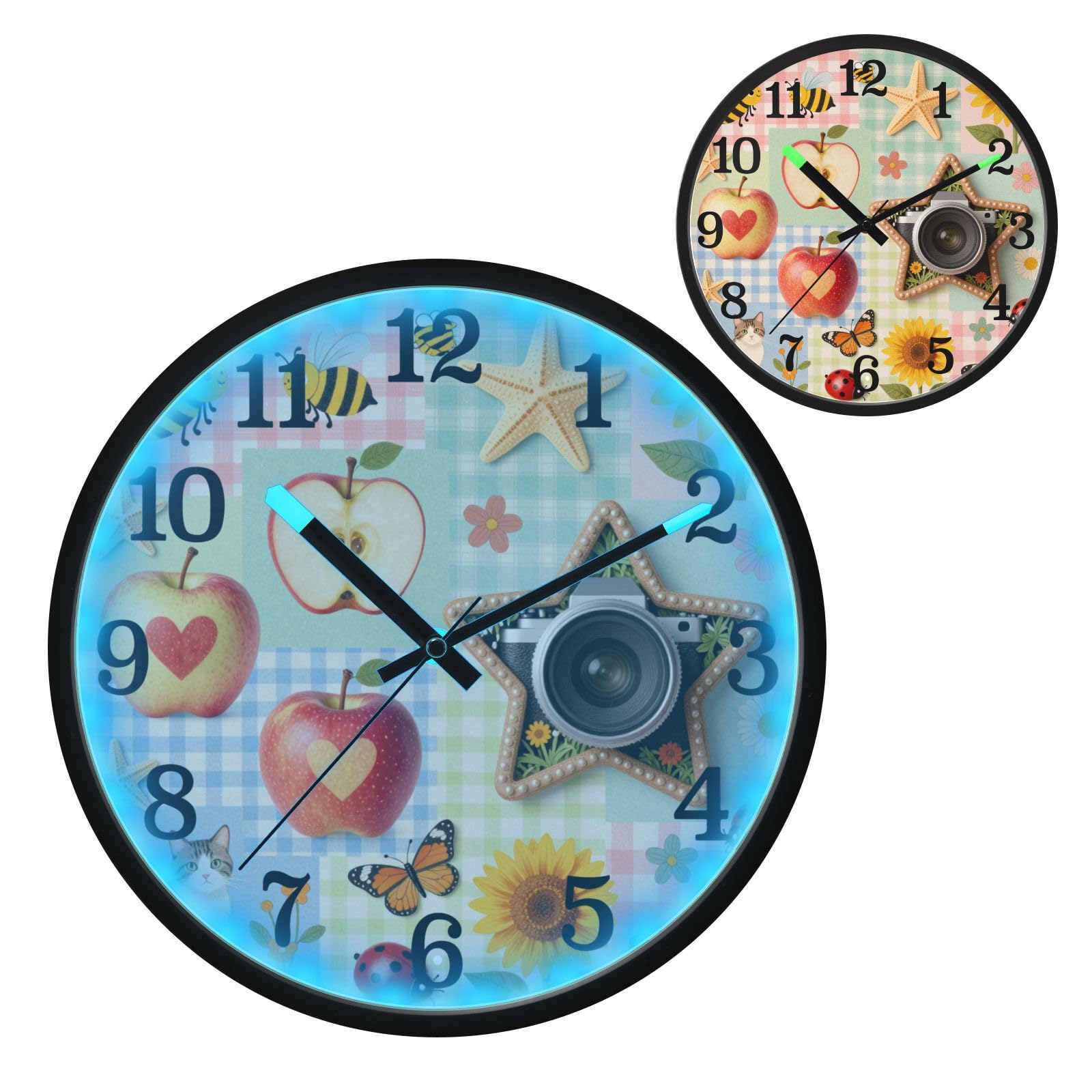 Yuiboo Horloge murale analogique avec veilleuse