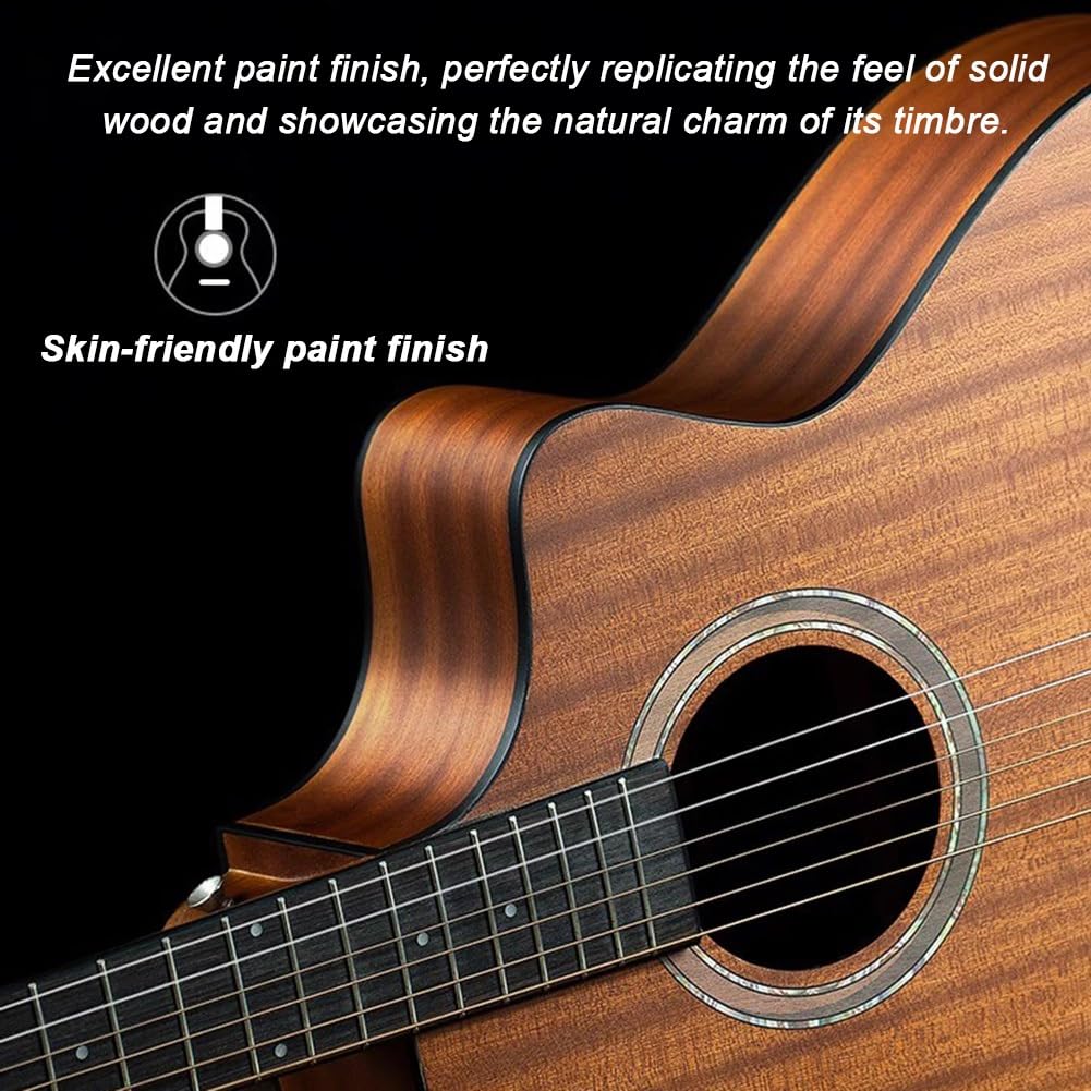 Kit per chitarra acustica, a spalla mancante, per principianti, include custodia, accordatore, tracolla, corde, plettri e capotasto