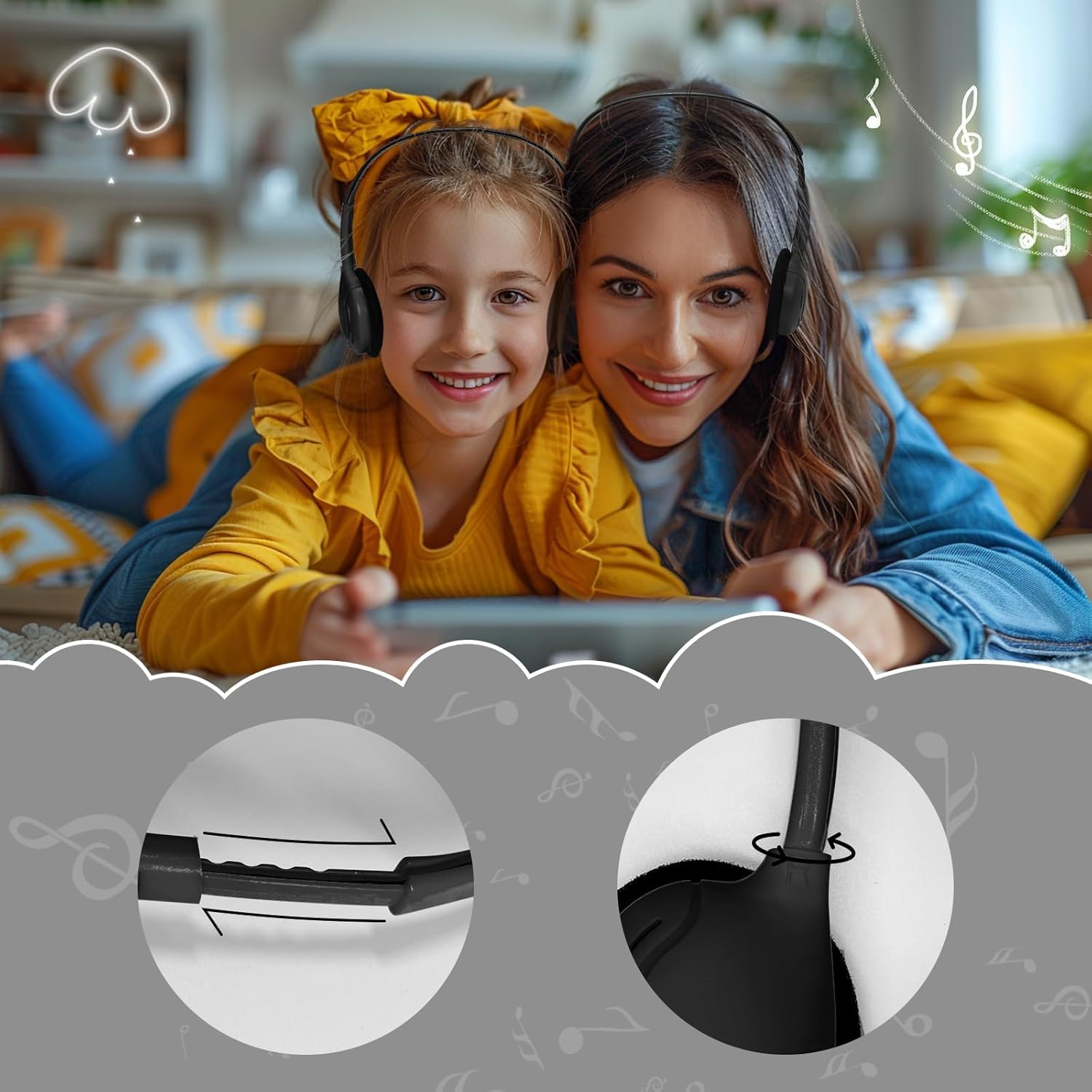 Confezione da 20 cuffie per bambini, studenti, scuola, aula, regolabili, con jack da 3,5 mm, per biblioteca, bambini e adulti (004 cuffie nere)