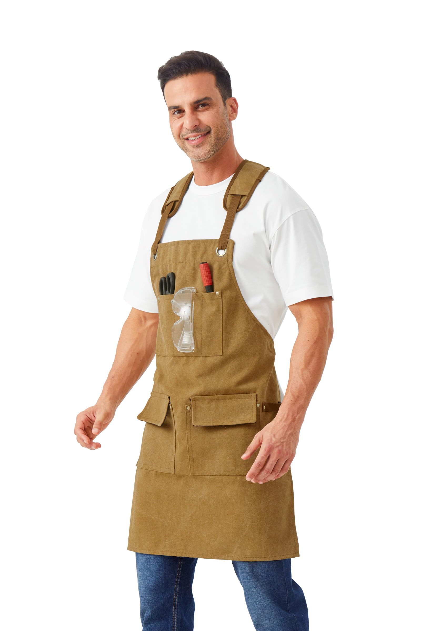 Nanxson Männer Segeltuch Schürzen wasserdicht Arbeitsschürzen, Werkzeugschürze mit Taschen für Garten, Industrie, Malen