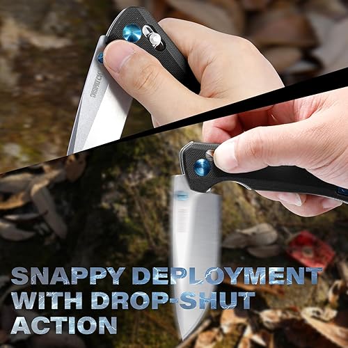 Miniatura 4 de Dispatch Cuchillo de bolsillo plegable con hoja de titanio de color acero inoxidable 8cr y asa, cerradura de seguridad integrada para militar,