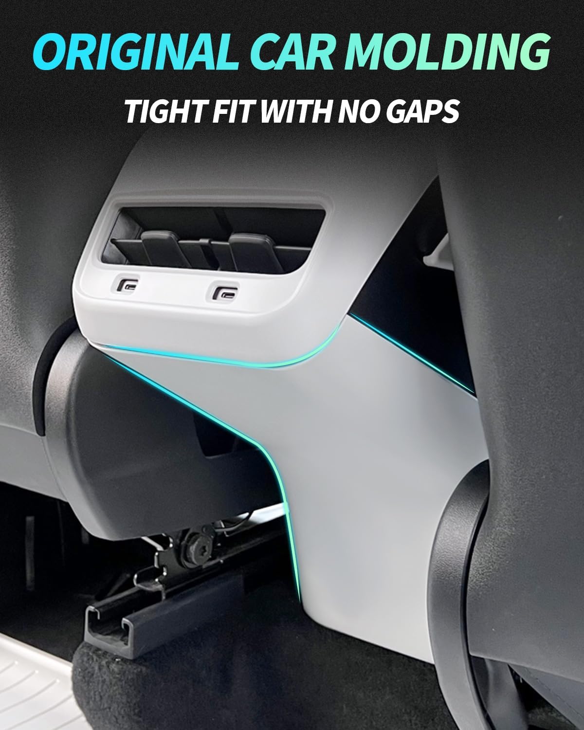 Carbon Fiber AC Vents Cover for Tesla Model 3 & Model Y, Rear Center Console Air Vent Trim for Tesla Accessories (Anti-kick board)