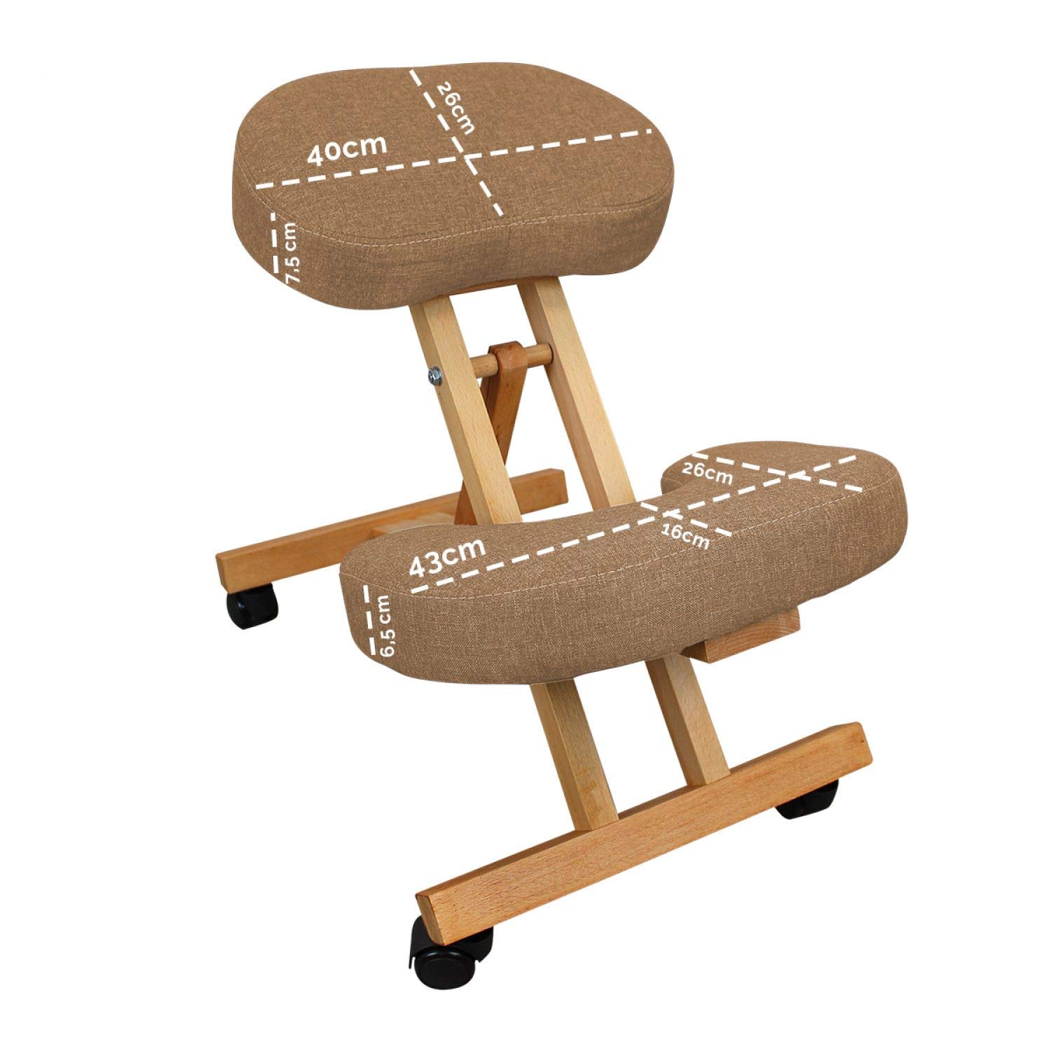 Vivezen – Taburete ergonómico – Asiento de rodilla de madera plegable y ajustable, 3 colores