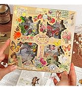 500 Stück (100 Blatt ) Blumen Aufkleber, PET Transparente dekorative Aufkleber selbstklebende Vin...