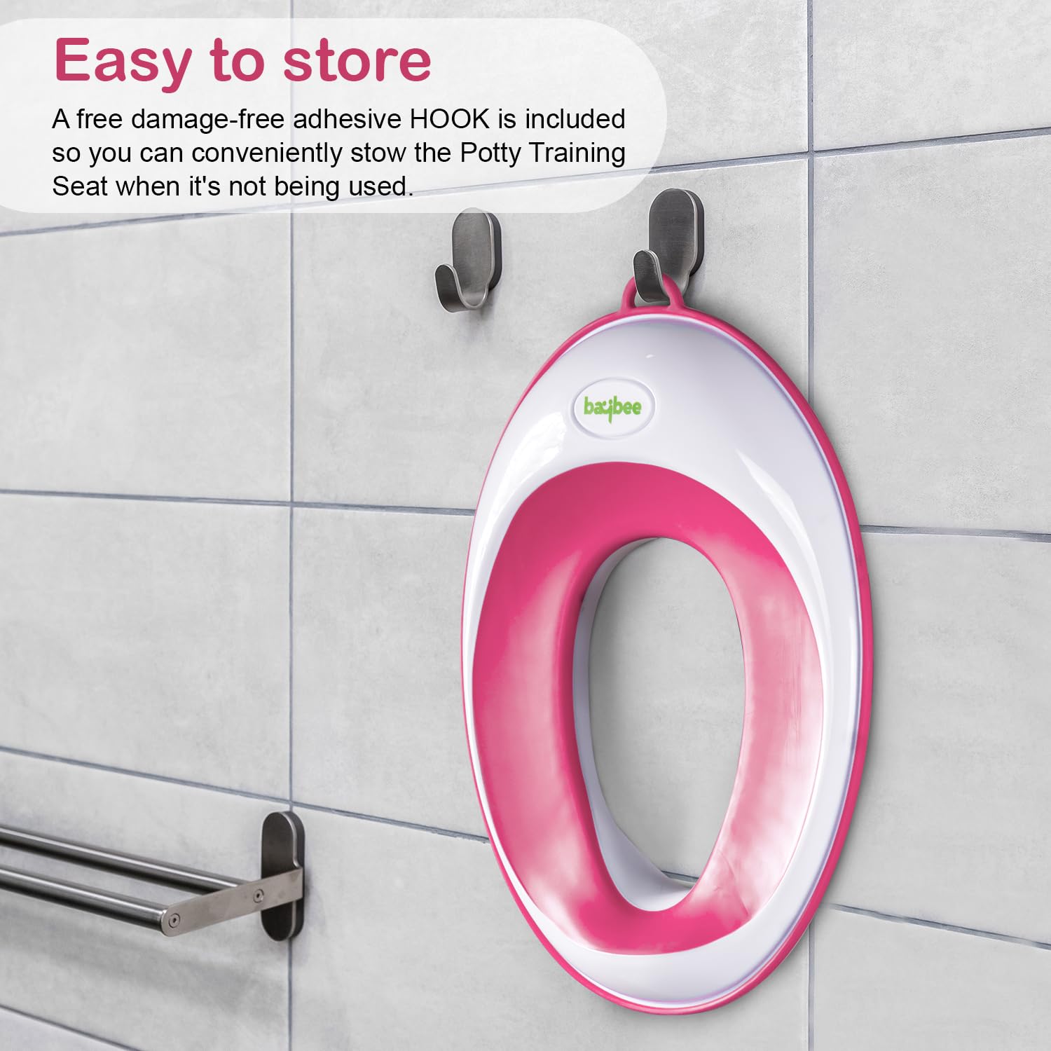Baybee Baby Potty Training Seat for Kids, Western Toilet Potty Ring with Soft cushion seat with Handle, Fits Round & Oval Toilets, Non Slip with Splash Guard Potty Seat (Bliss Pink-II) 2