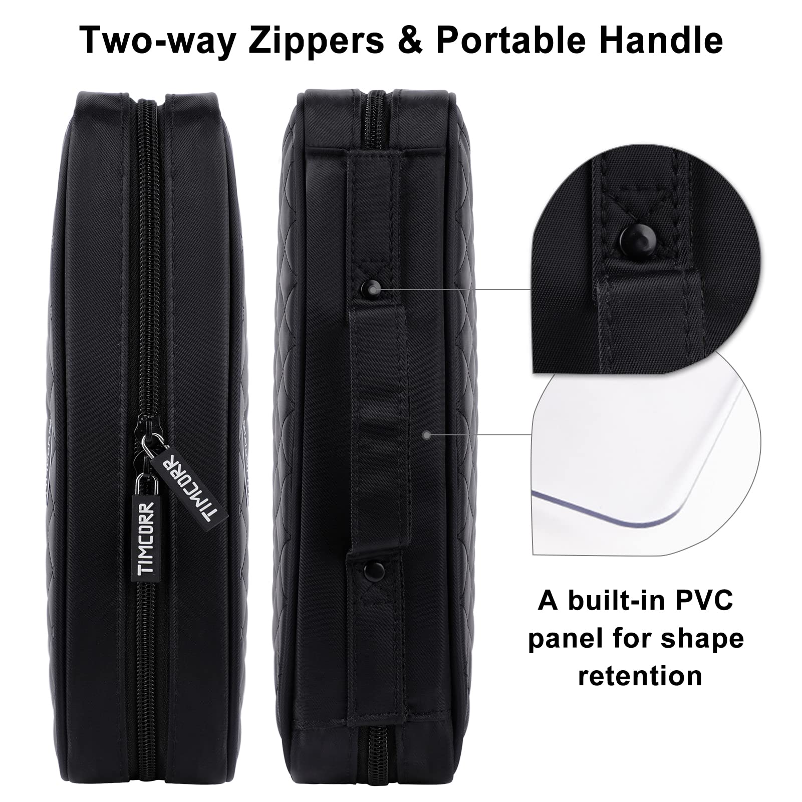 Organizador de CD y DVD de plástico negro con capacidad para 160 grados con panel de PVC para almacenamiento portátil y viajes