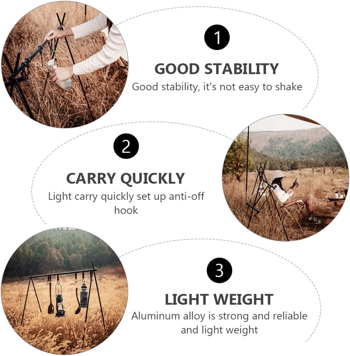 Mobestech Outdoor Storage Rack with Hanging Hooks for Picnics and Barbecues Lightweight Fast Assembly and Steady Design for Convenient Outdoor Use