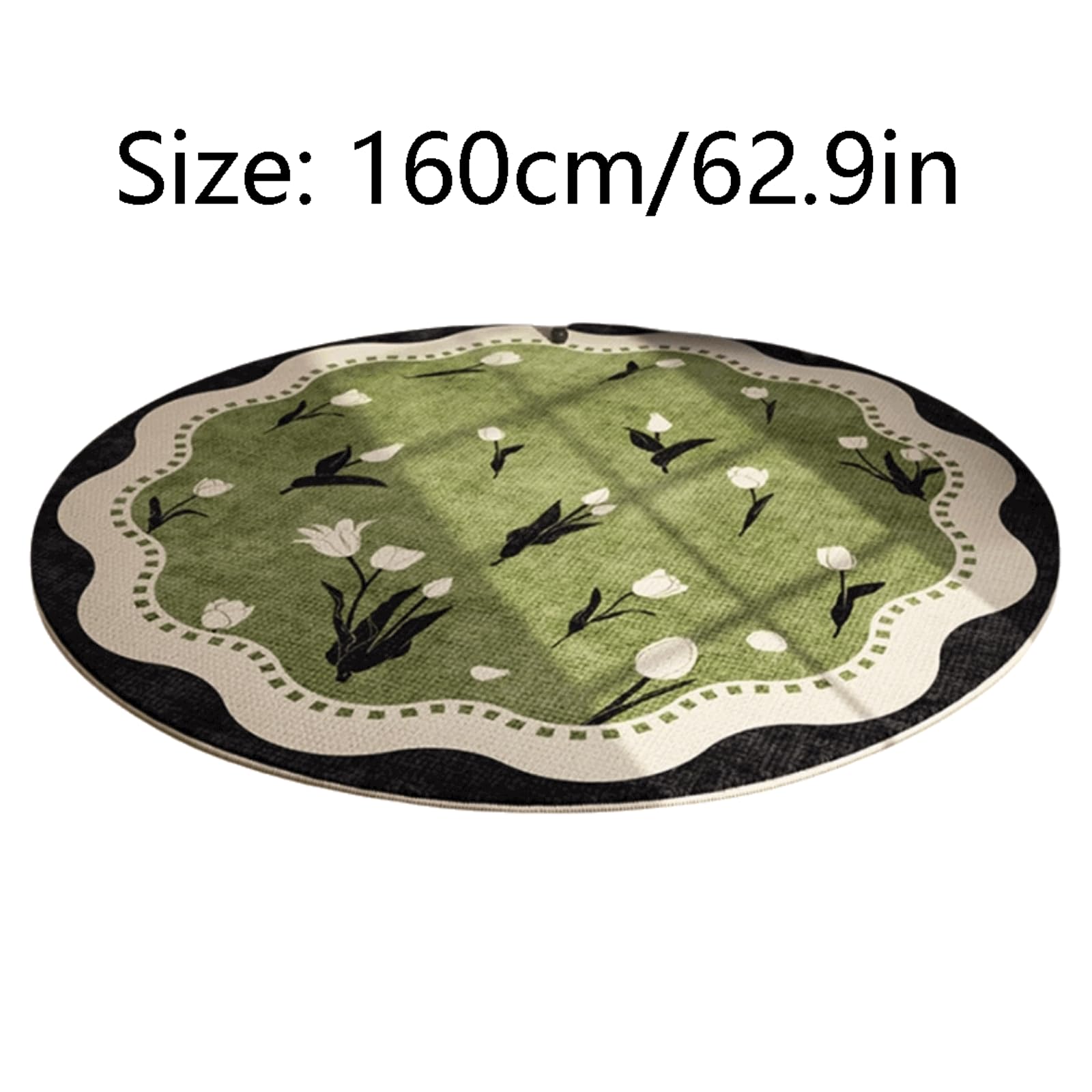 Polyester Carpet Thick Area Rug Washable Floor Mat Retro Round Carpet Mat Easy Cleaning for Living Room Bedroom