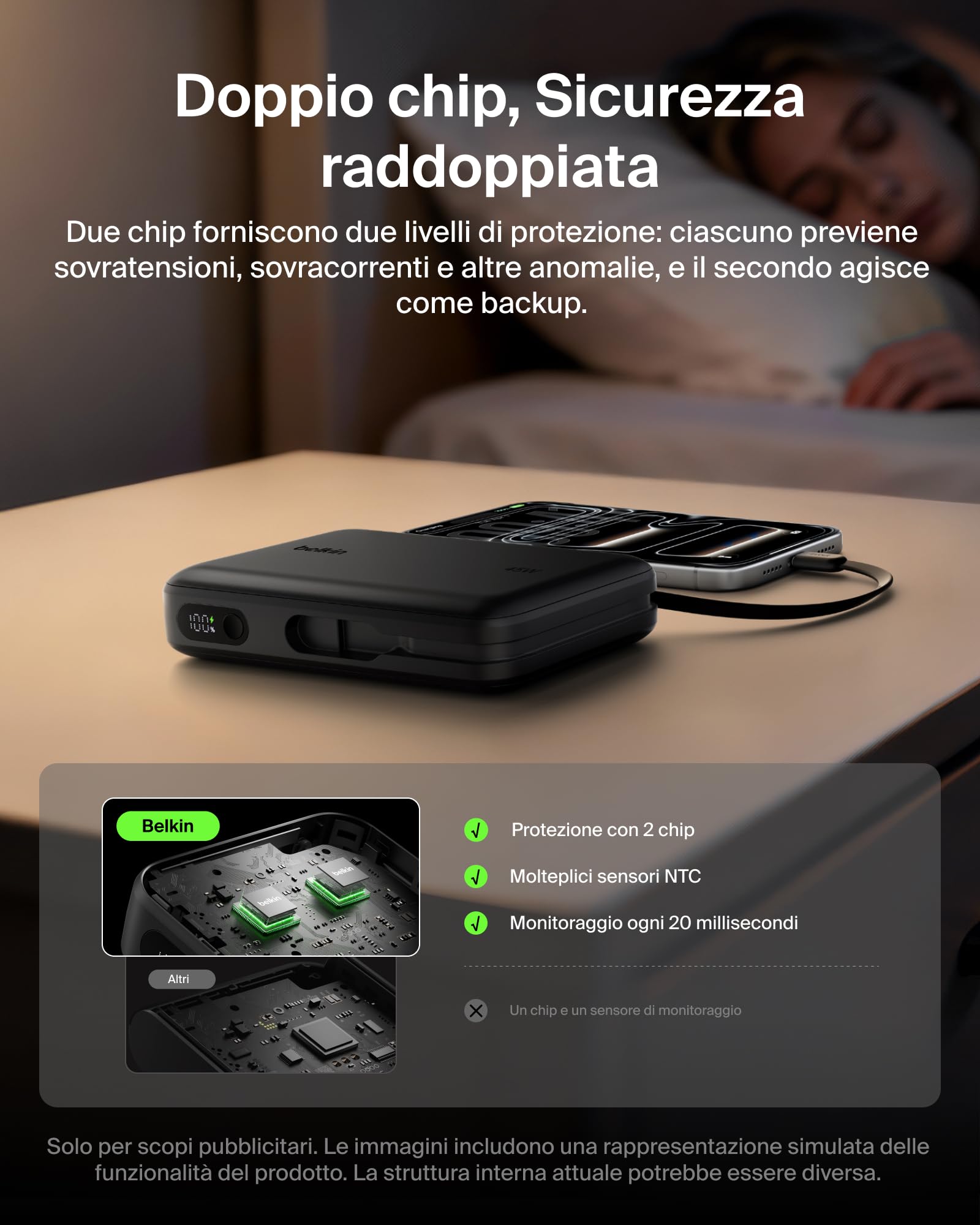 Belkin UltraCharge Power Bank 20000mAh con Cavo USB-C e Display - Nero | Caricatore Portatile 20000mAh, Ricarica 3 dispositivi (1 USB-C, Cavo USB-C Integrato, 1 USB-A), 45W, Pre-Caricato, Display