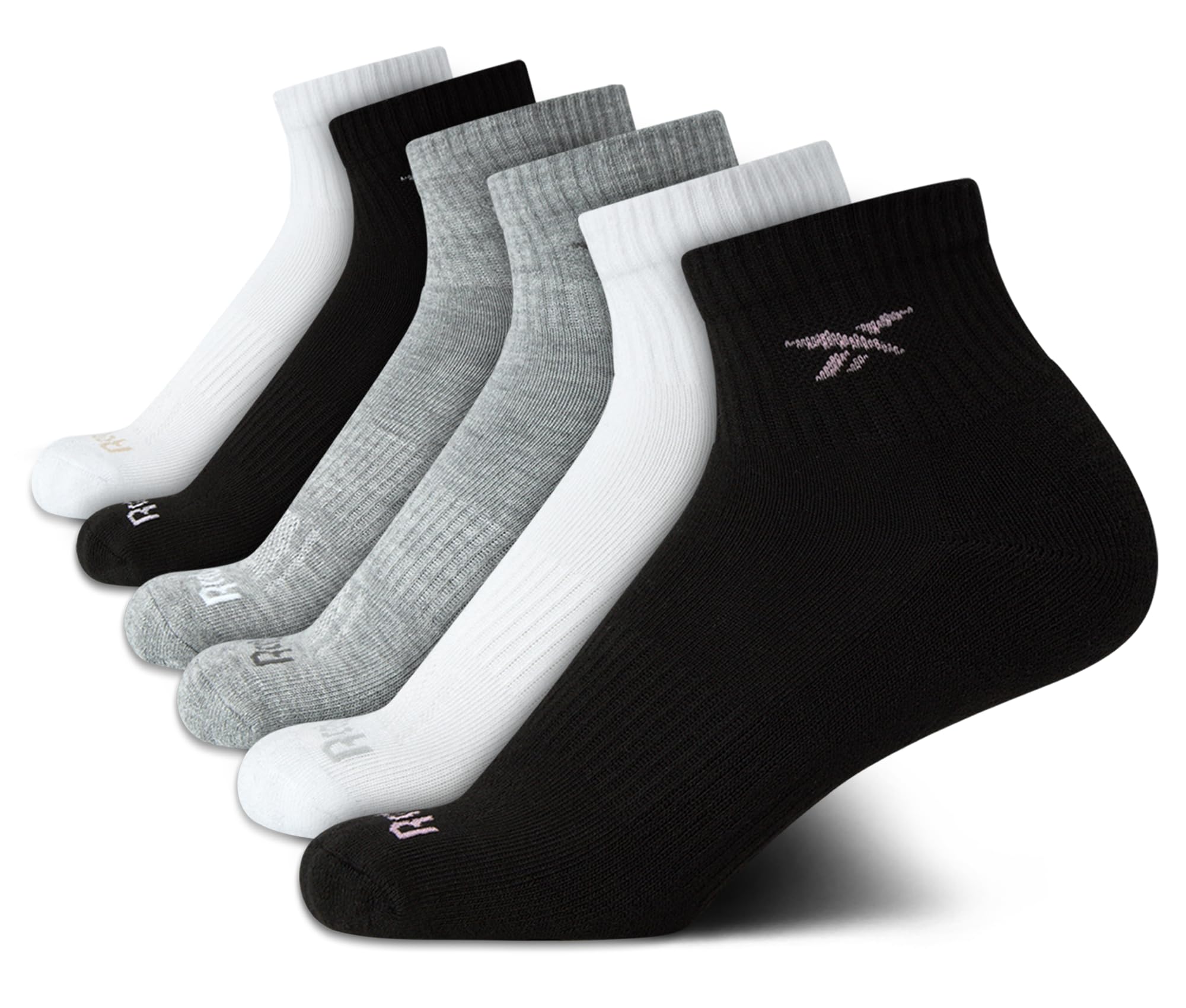 Reebok Girls' Quarter Socks - 6 Pack Moisture-Wicking Low Cut Athletic Ankle Socks for Girls (Sizes: S-L)