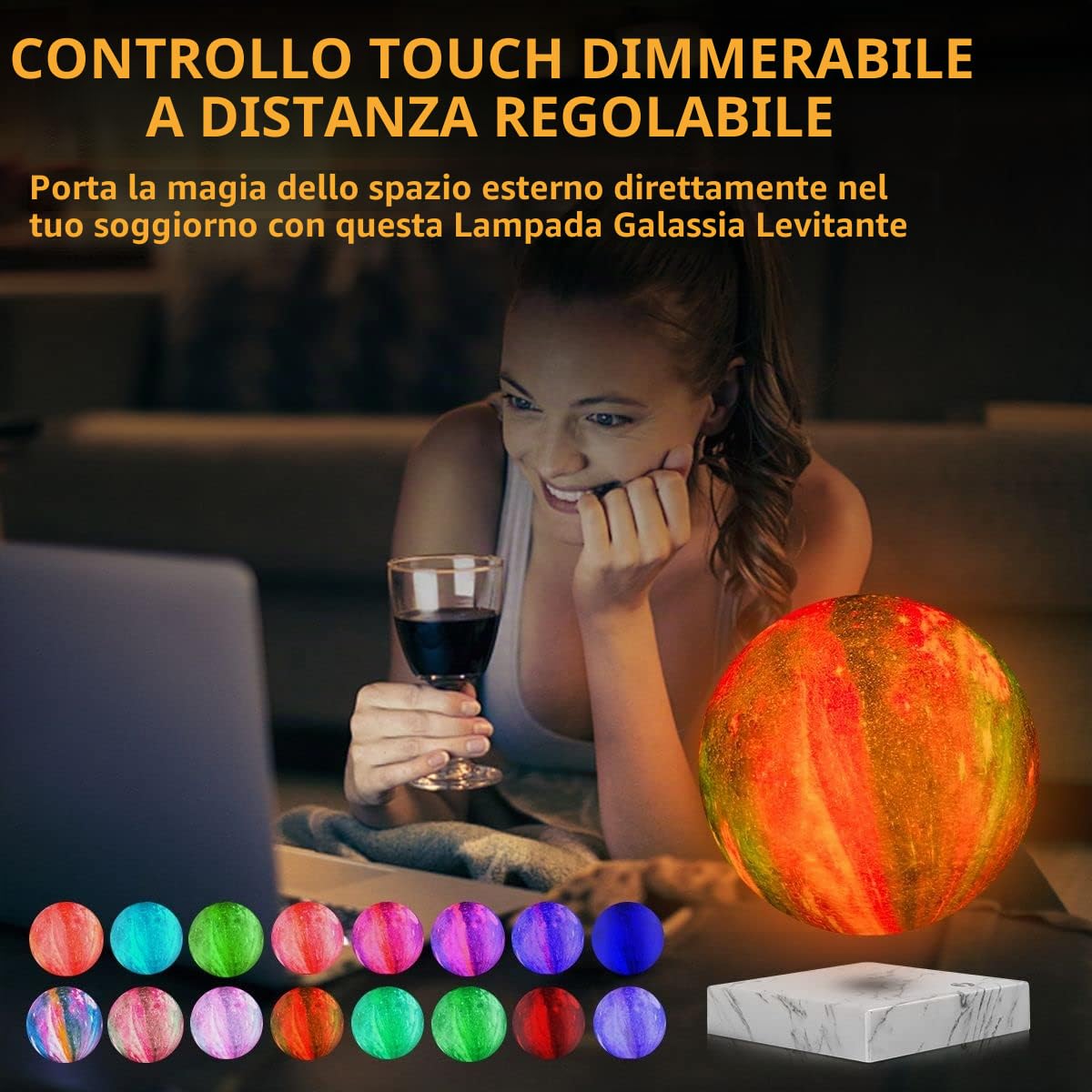 Lampada Magnetica Fluttuante e Filatura Lunare con Telecomando, 16 Colori LED 3D Luci Notturne Galassia per Decorazione Stanza, Regali di Compleanno