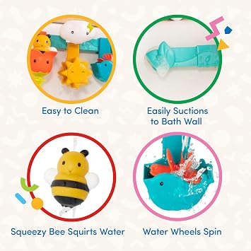 Battat Baby Bath Toy Bar 6 Removable Pieces & 2 Suction Cups Stacking & Sorting Toys Toddler Bath Toys 12+ Months