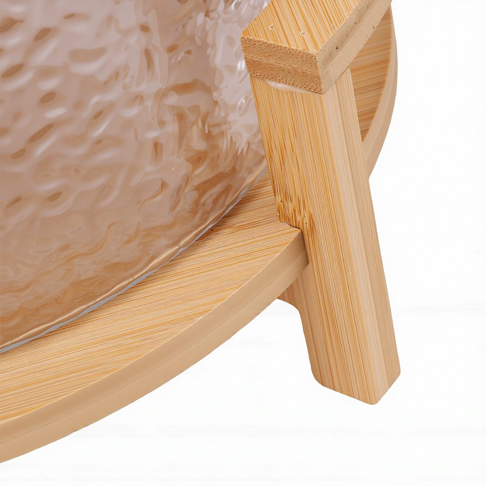 Fdit Ensaladera de Vidrio, Juego de Cuencos de Vidrio de Gran Capacidad de 4,3 L con Base de Madera y Tapa a Juego para Comidas Familiares, Fiestas, Postres de Frutas