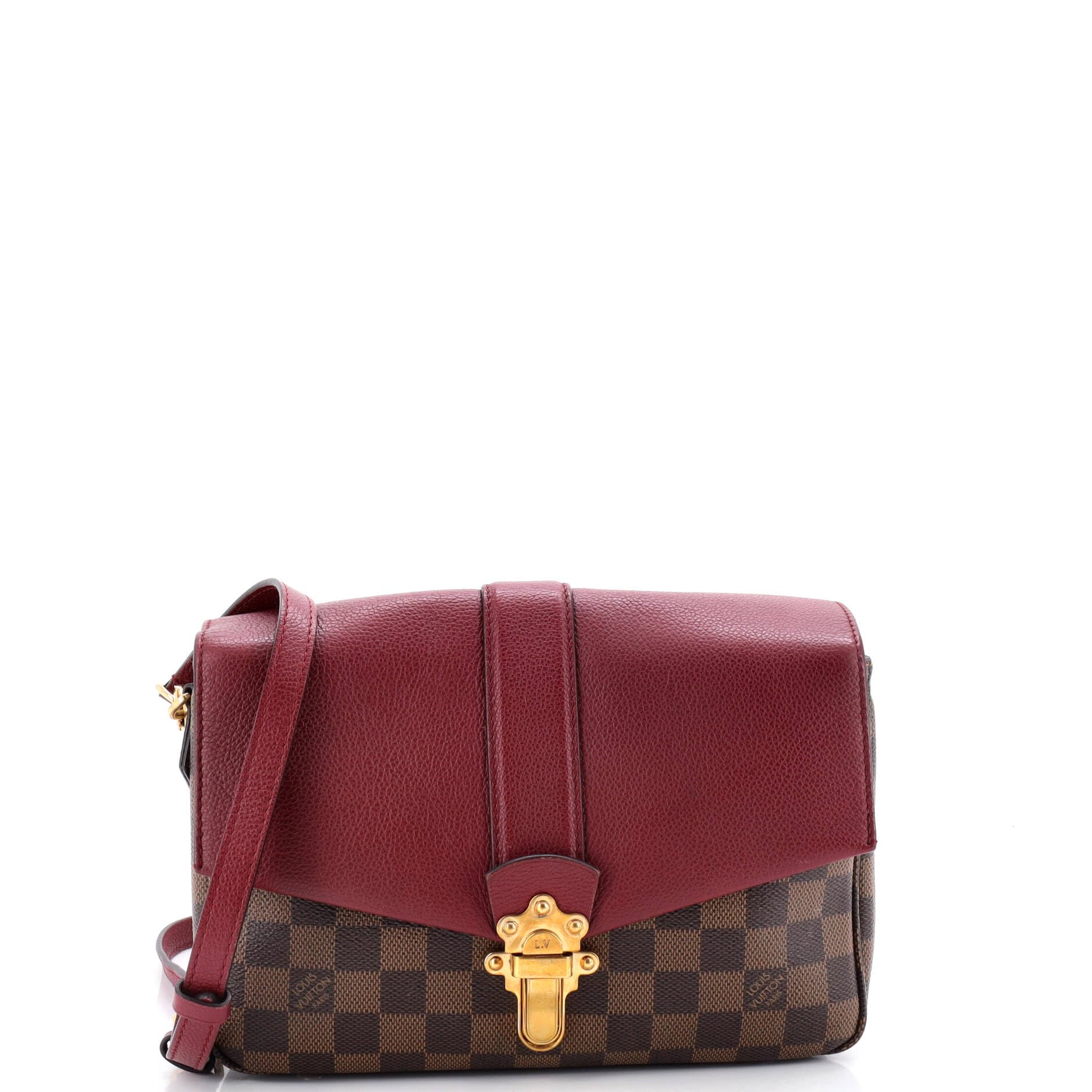 Pre-Loved Clapton Handbag Damier and Leather PM, Red