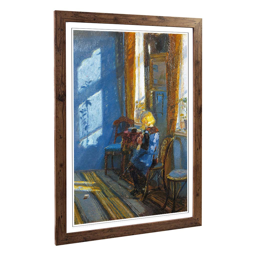 Big Box Art Framed Print of Anna Ancher Sunlight in The Blue Design | Wall Art Picture | Home Decor for Kitchen, Living Room, Bedroom, Hallway, Walnut, A2 / 24.5x18 Inch / 62x45cm