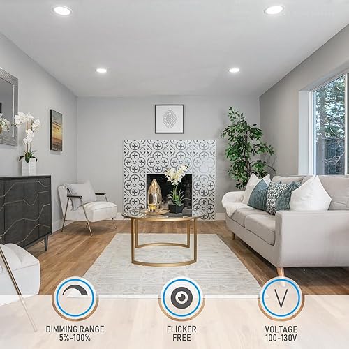 Miniatura 5 de TORCHSTAR - Lámpara de techo ultradelgada empotrable de 12W13.5W 6 pulgadas con caja de conexión, 3000K4000 K5000K, luz delgada regulable empotrada,