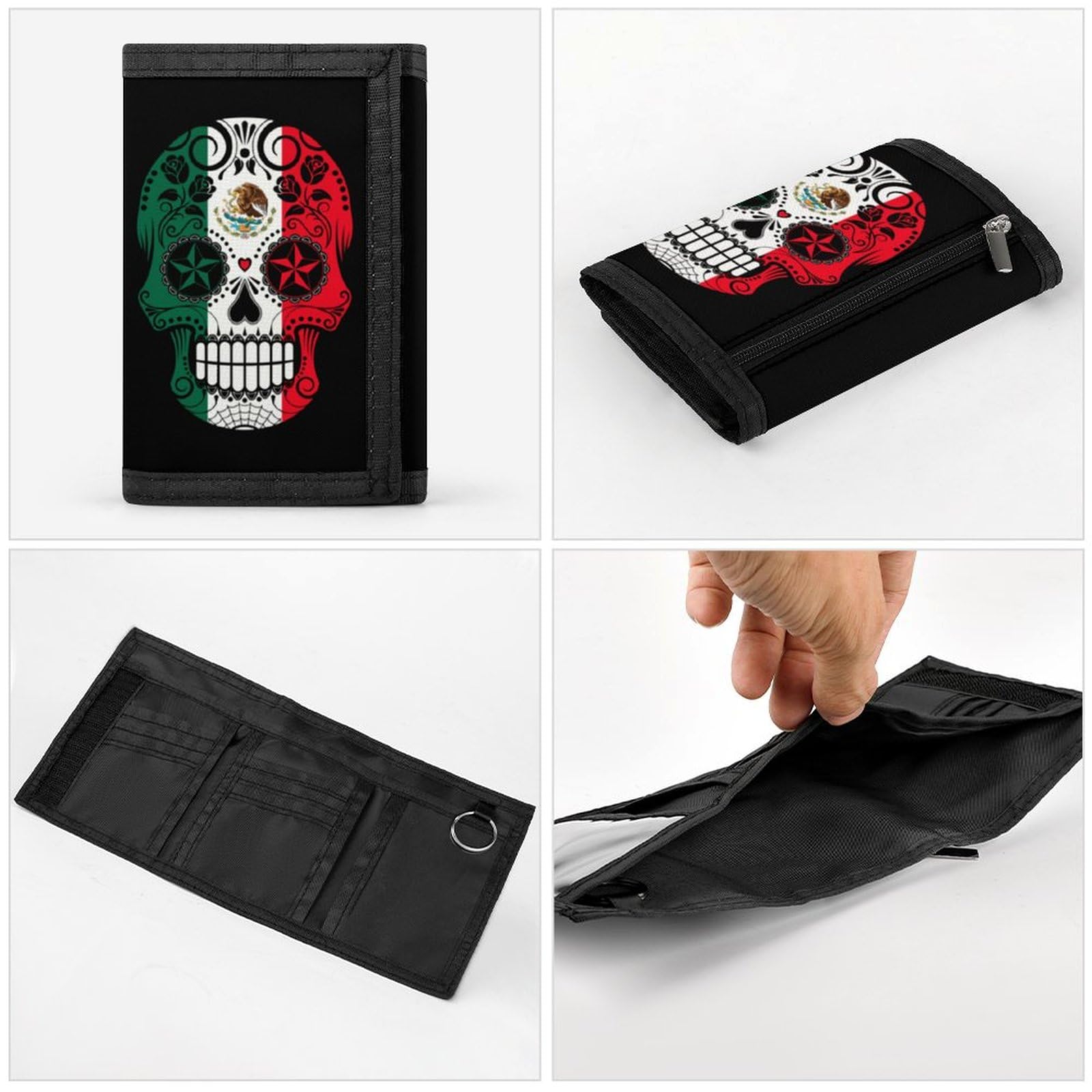 Amazon.co.jp: 三つ折り財布 メキシカンスカル メキシコ 財布 ミニ財布 