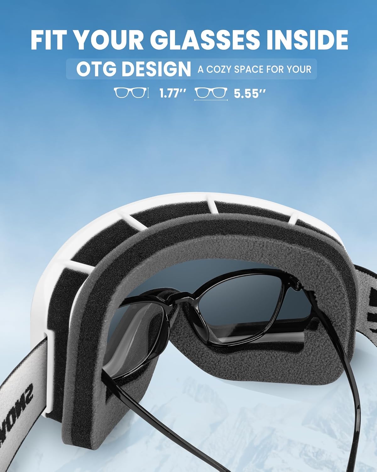 SNOWER Ski Goggles, OTG Anti Fog Snowboard Goggles, HD Snow Goggles UV400 Protection for Men Women Youth - Image 4