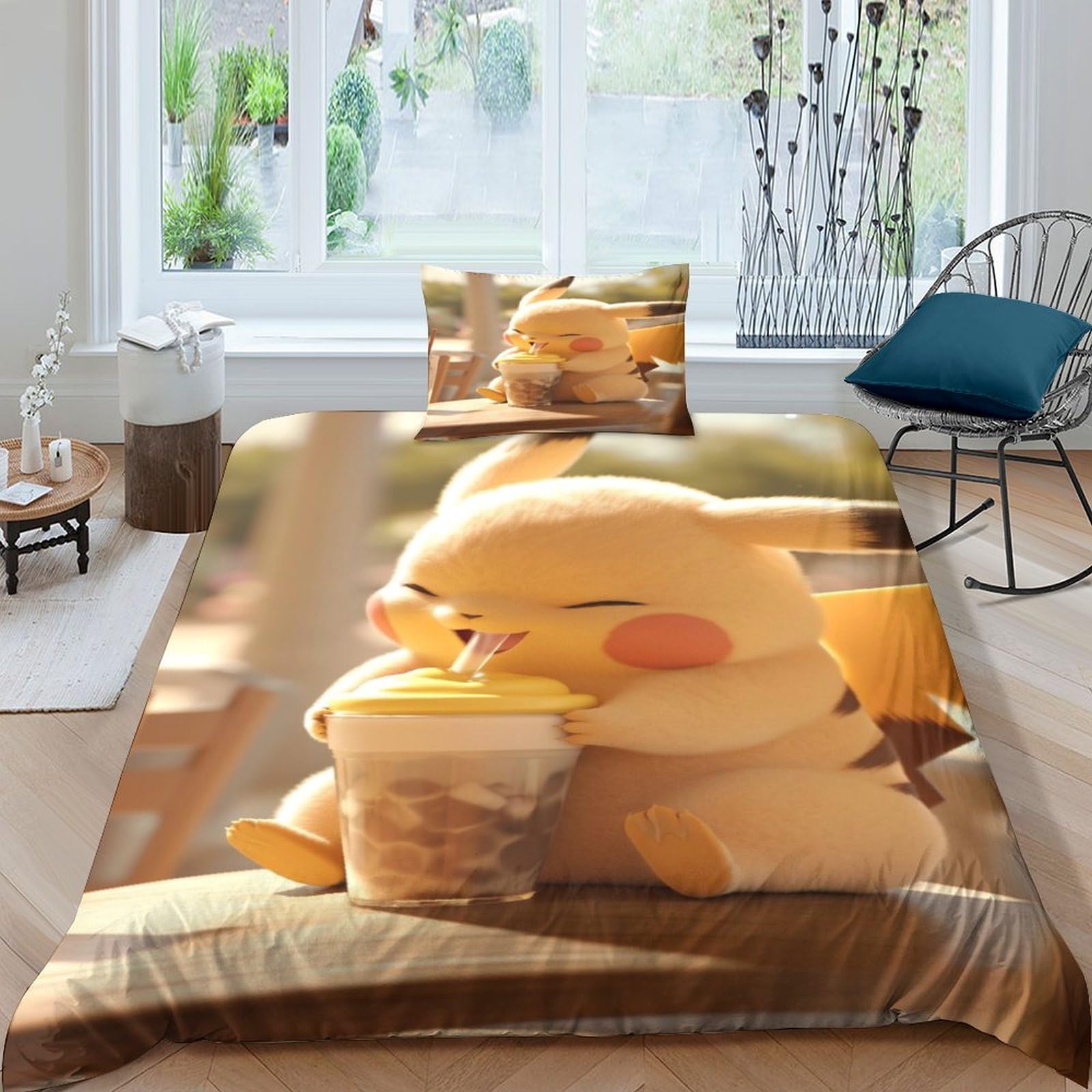 Housse de couette imprimée 3D effet peint à la main 135x200