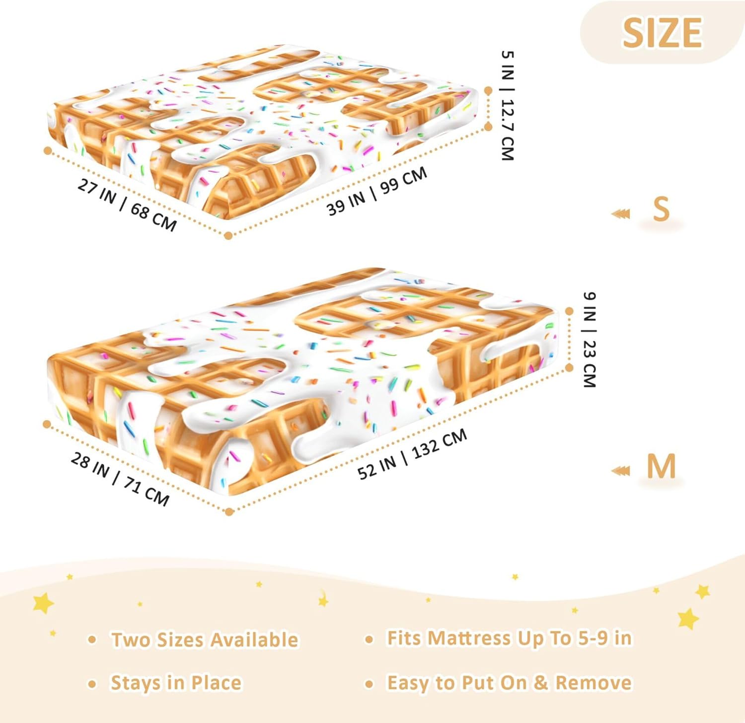 Ice Creams White Cartoon Crib Sheets Soft Breathable Fitted Cotton Baby Crib Sheets Mattress Cover for Girl Boy, 52" x 28" x 9"