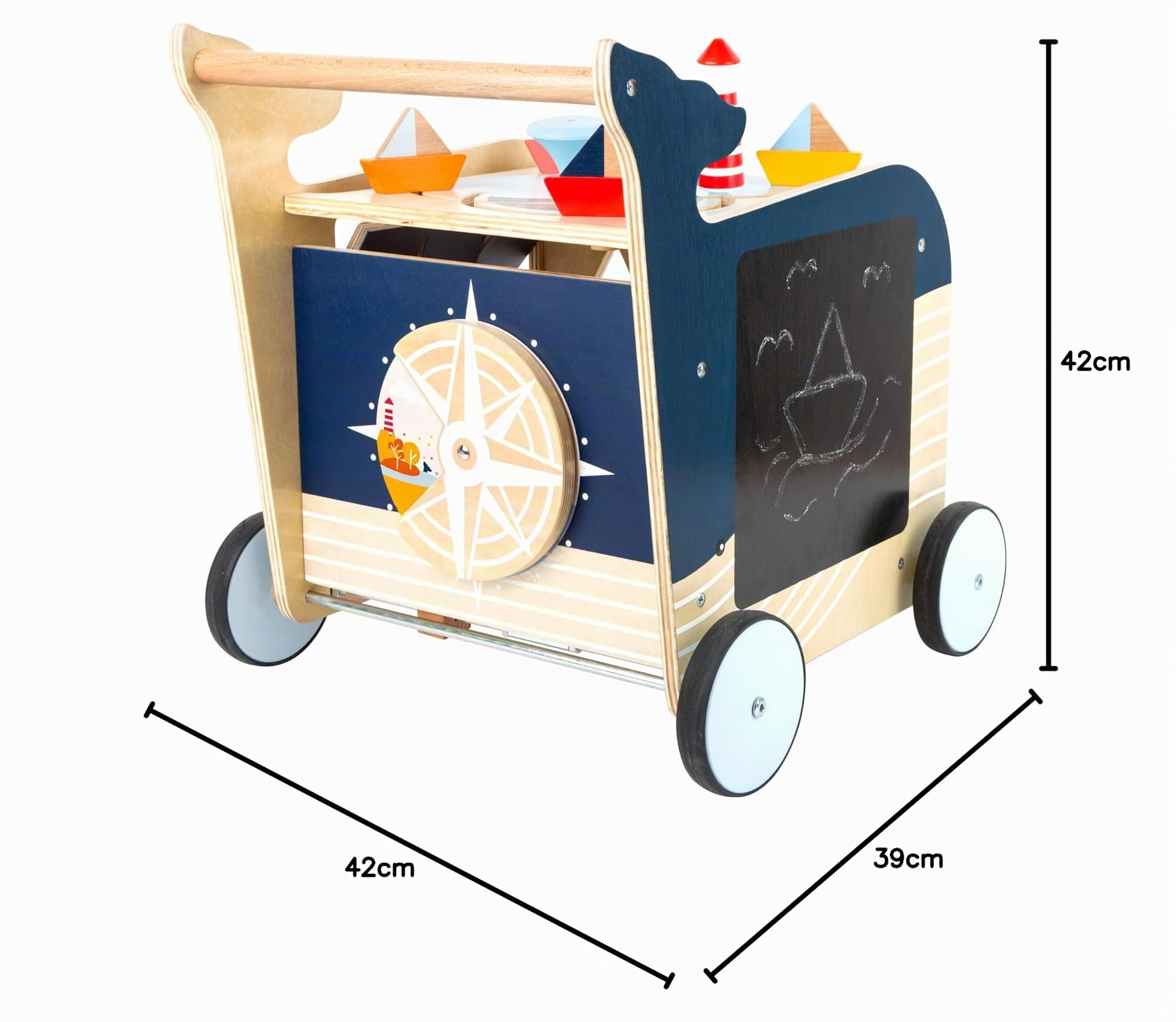 small foot 11608 Andador de Madera Ballena, Multifuncional para Promover la motricidad de los pequeños a Partir de 1 año